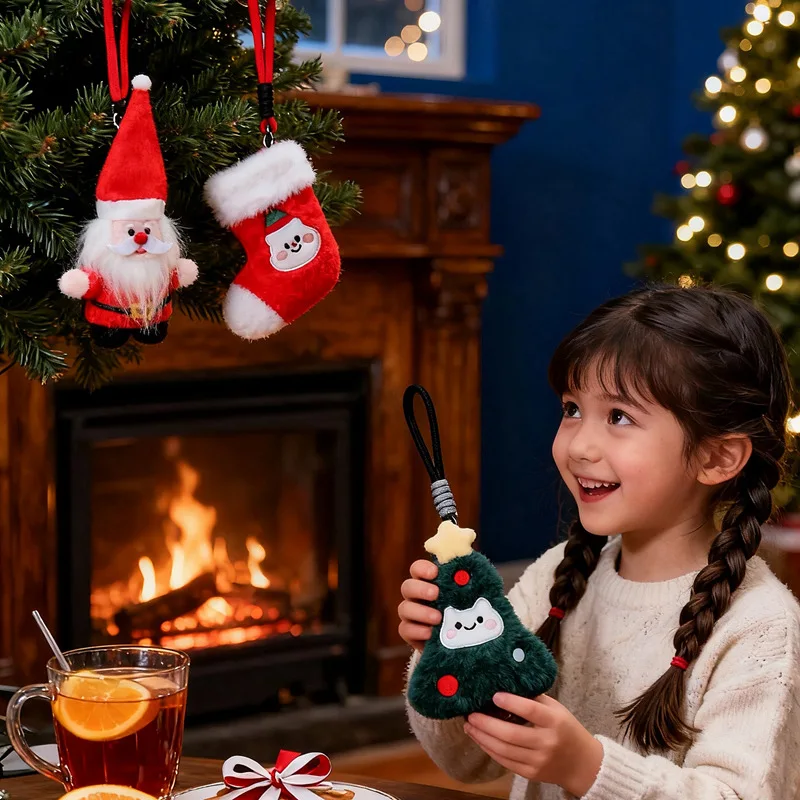 

Plush Christmas Santa Claus Socks Pendants Creative Cartoon Christmas Tree Decorations Stuffed Doll Ornaments for Holiday Decor