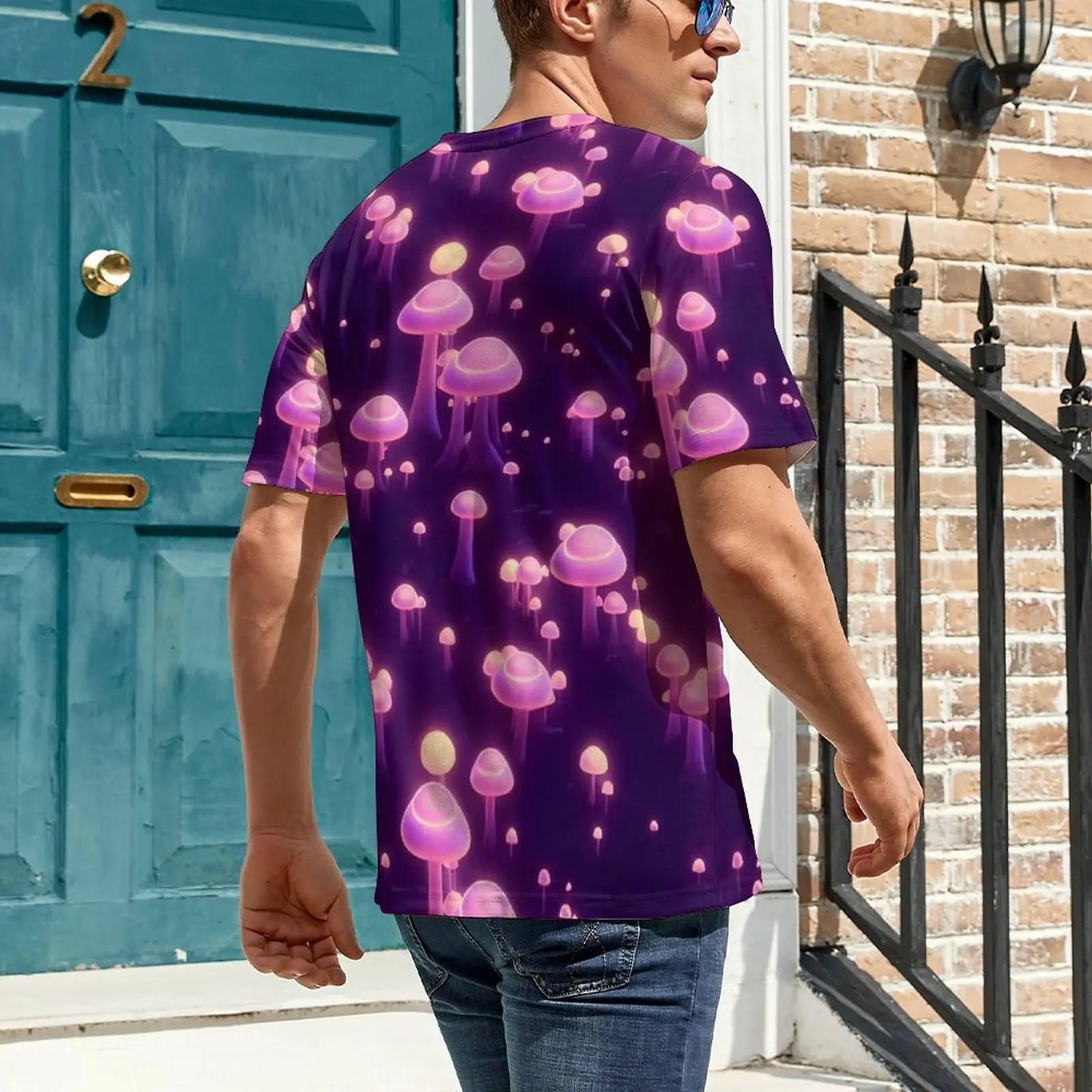 ماجيك الفطر تي شيرت للرجال تريبي الأرجواني الفطر س الرقبة تي شيرت الصيف العصرية الملابس قصيرة الأكمام عادية تي شيرت #5