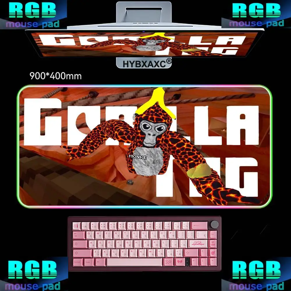

Mouse Social Pad RGB LED Non-slip Lockedge Office Student Game Leisure Gaming Thickened G-Gorilla Large Writing Pad Tag Cushion