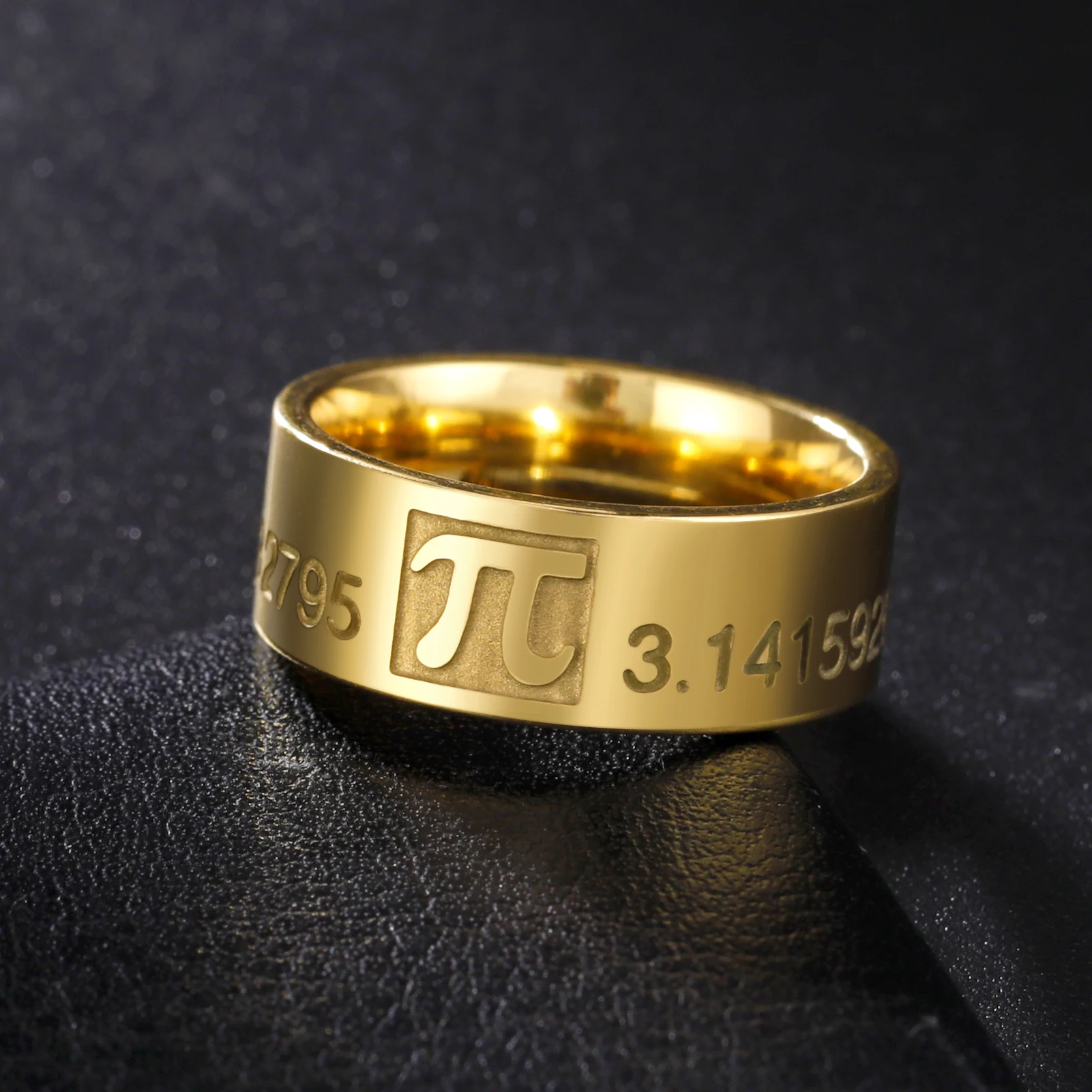 Dreamtimes π Pi Symbol Ring Vintage Greek Letter Stainless Steel 3.1415926 Ring Math Lover Party Jewelry