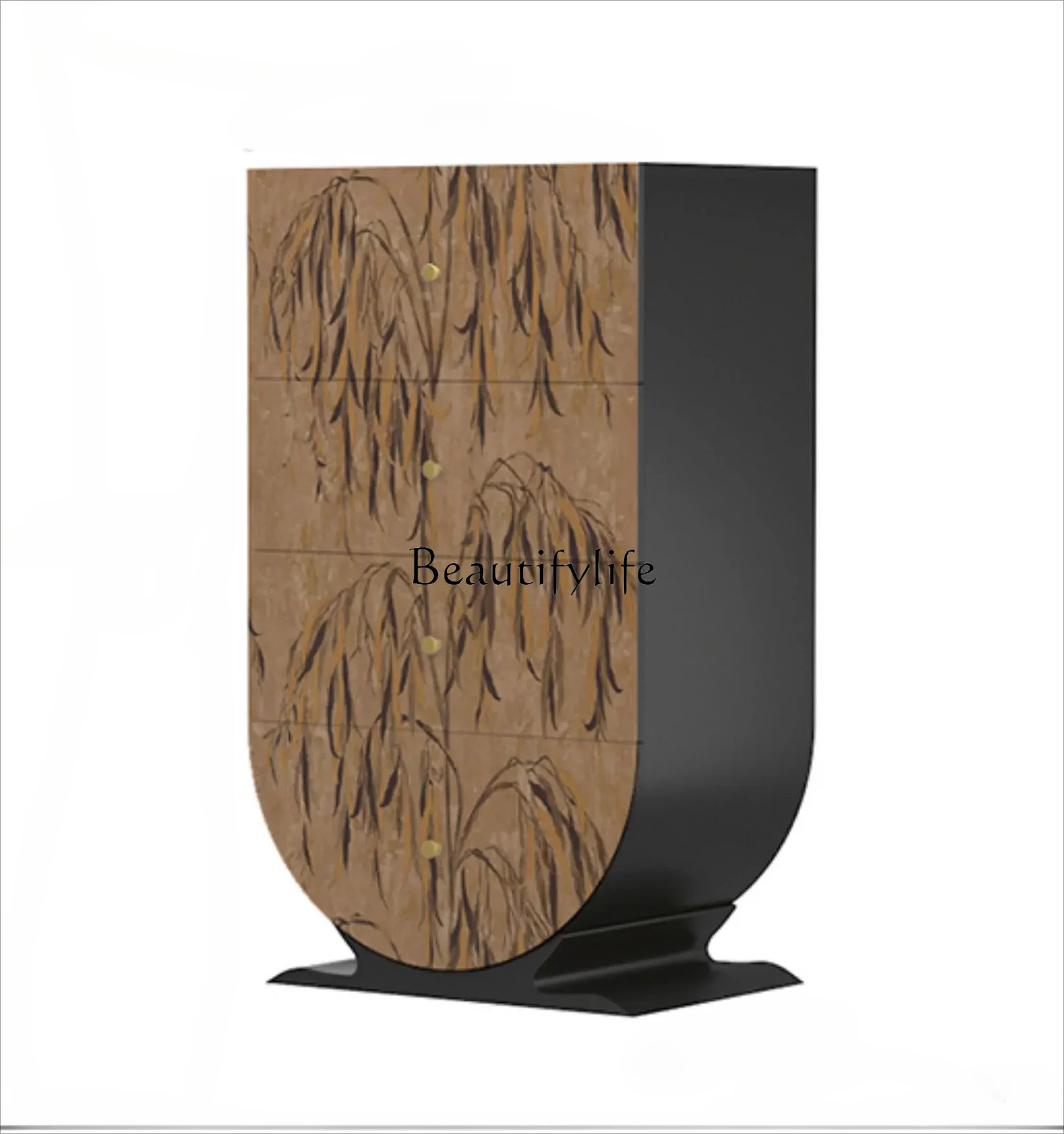 

French medieval wabi-sabi wind solid wood four-chest cabinet retro living room bedroom bedside storage cabinet