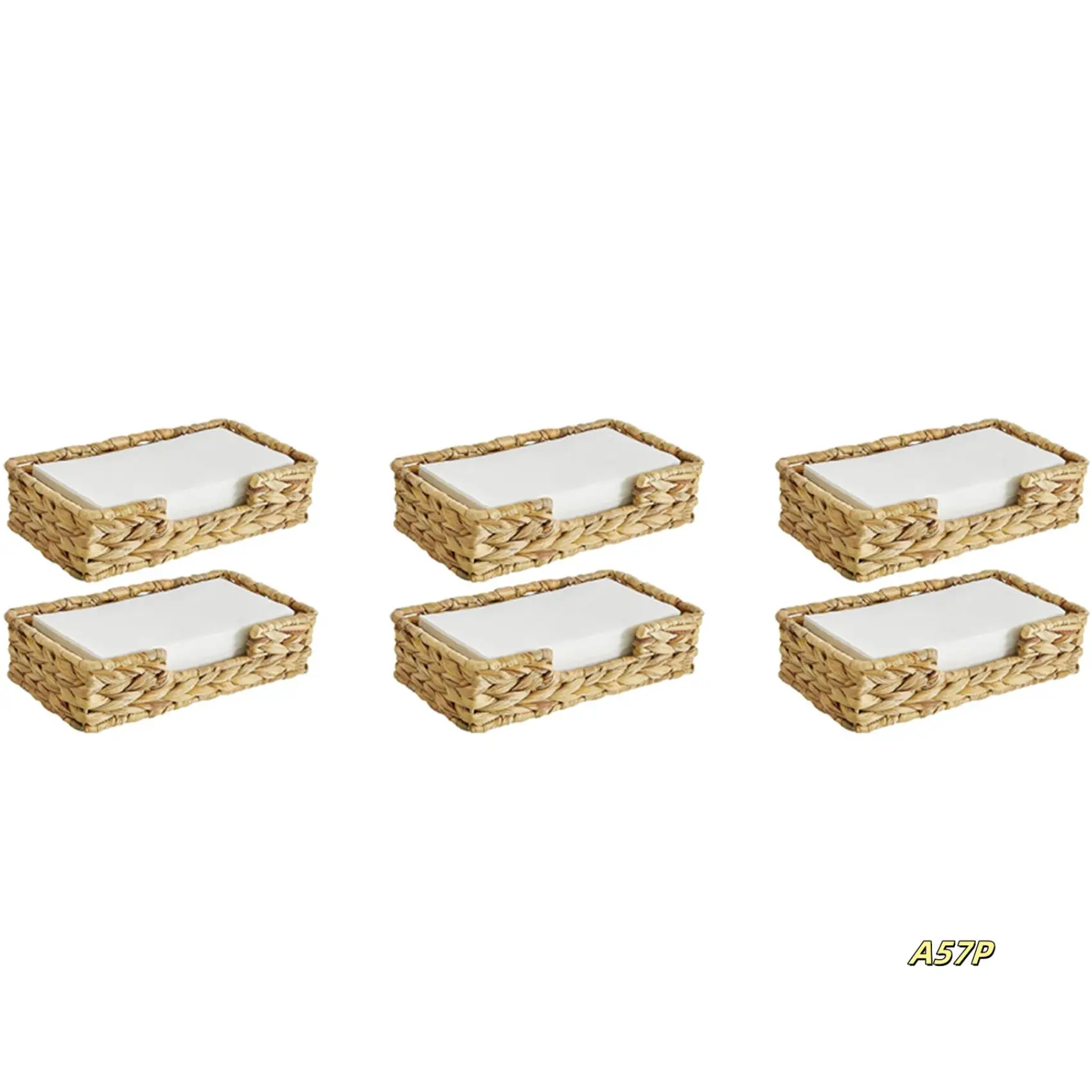 

6PCS Bathroom Disposable Guest Towel Holder Long Seagrass Woven Rattan Wicker Table Hand Guest Towel Basket Tray,L
