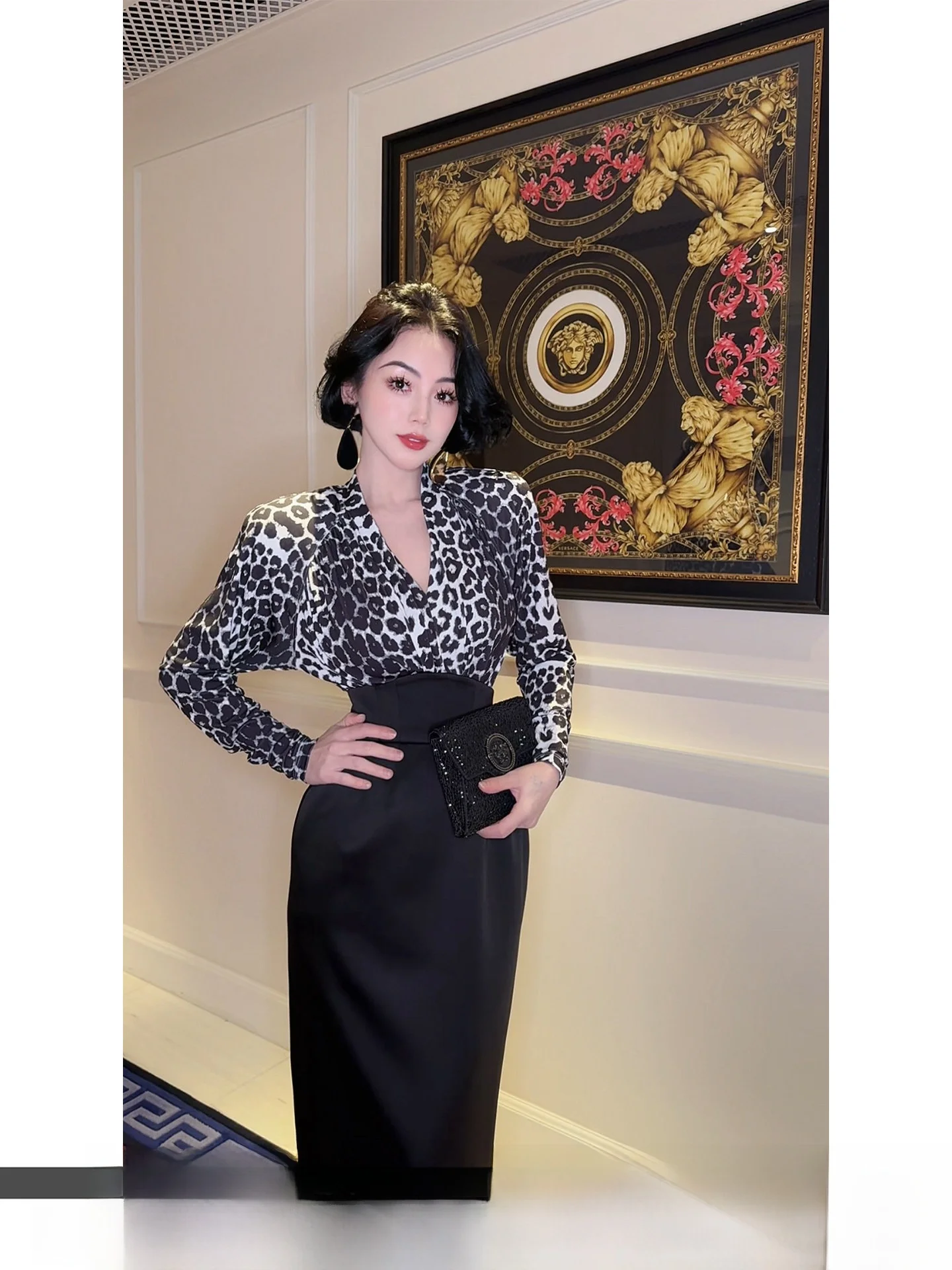 

LYXJ Manhattan Rhapsody Women's Jumpsuit Long Sve Leopard Print Slimming Design Spring 2026 French Sle Comfortable Polye...