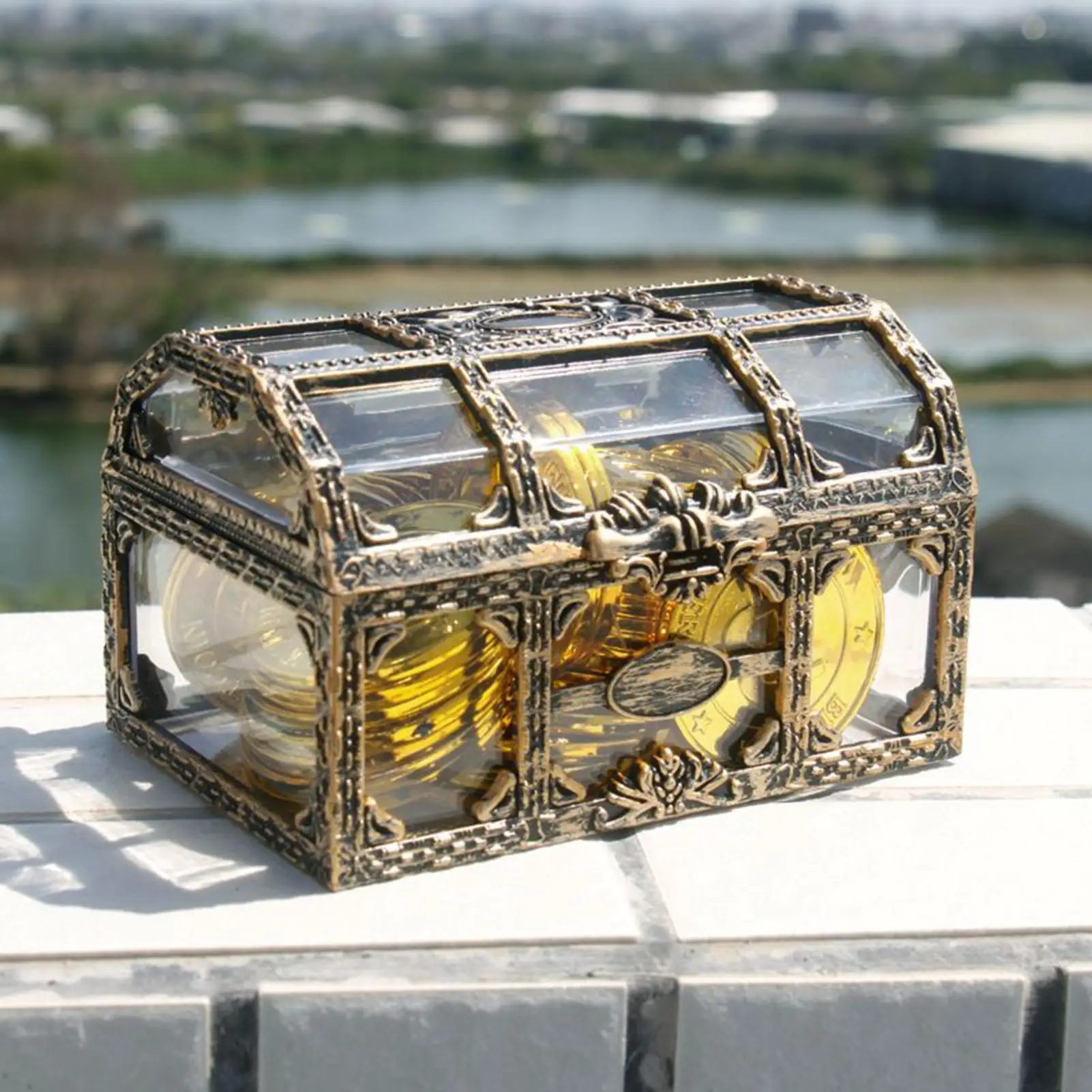 Pirate Jewelry Chest Transparent Box Vintage Container Crystal Prize Box Toys for Carnivals Girl Candy Keepsakes