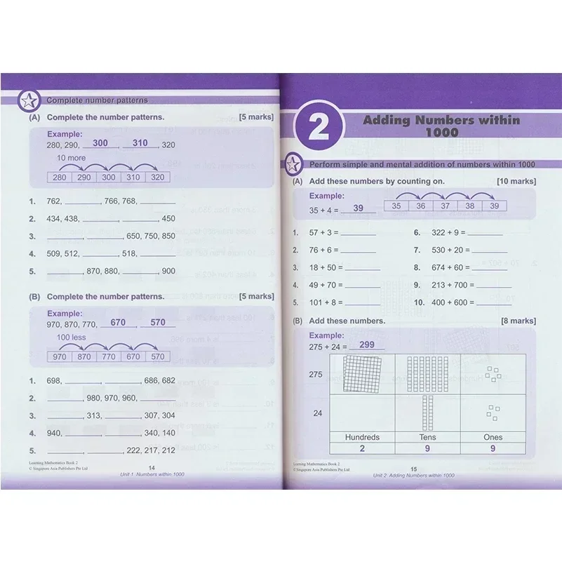 子供のためのシンガポール小学校の教科書、数学を学ぶ、1〜6年生の教科書