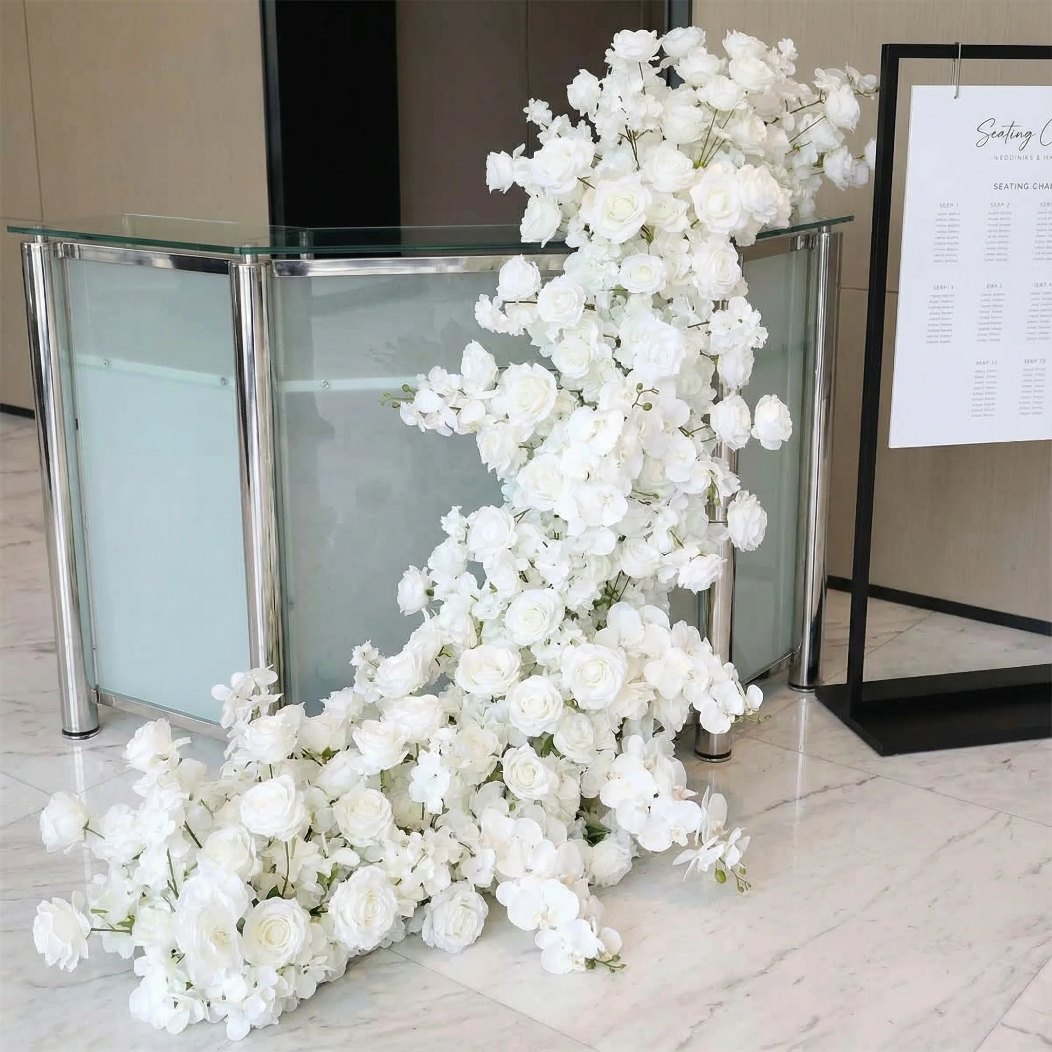 Uflower 200cm Guirlande de fleurs artificielles 3D élégante pour décoration de scène, mariage, fête et maison