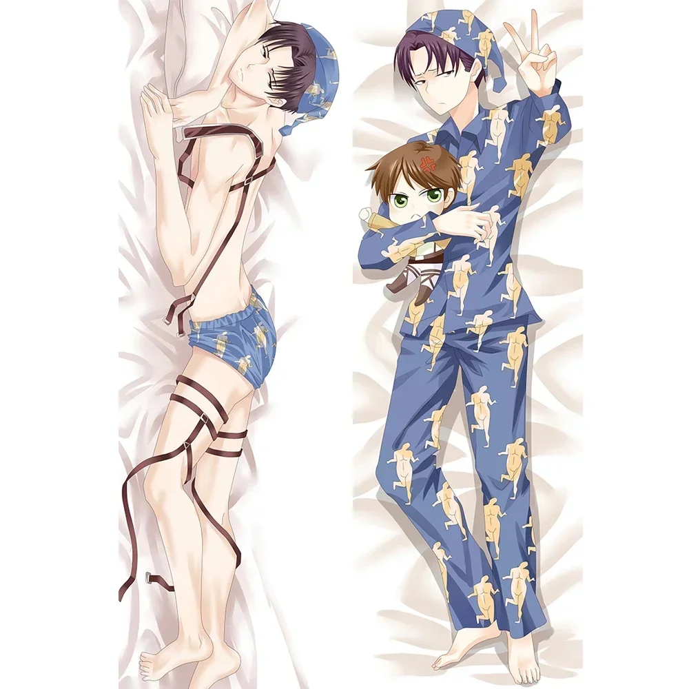 Anime Hugging Body Long Pillow Case Shingeki no Kyojin Male Throw Bedding Pillow Cover Gifts