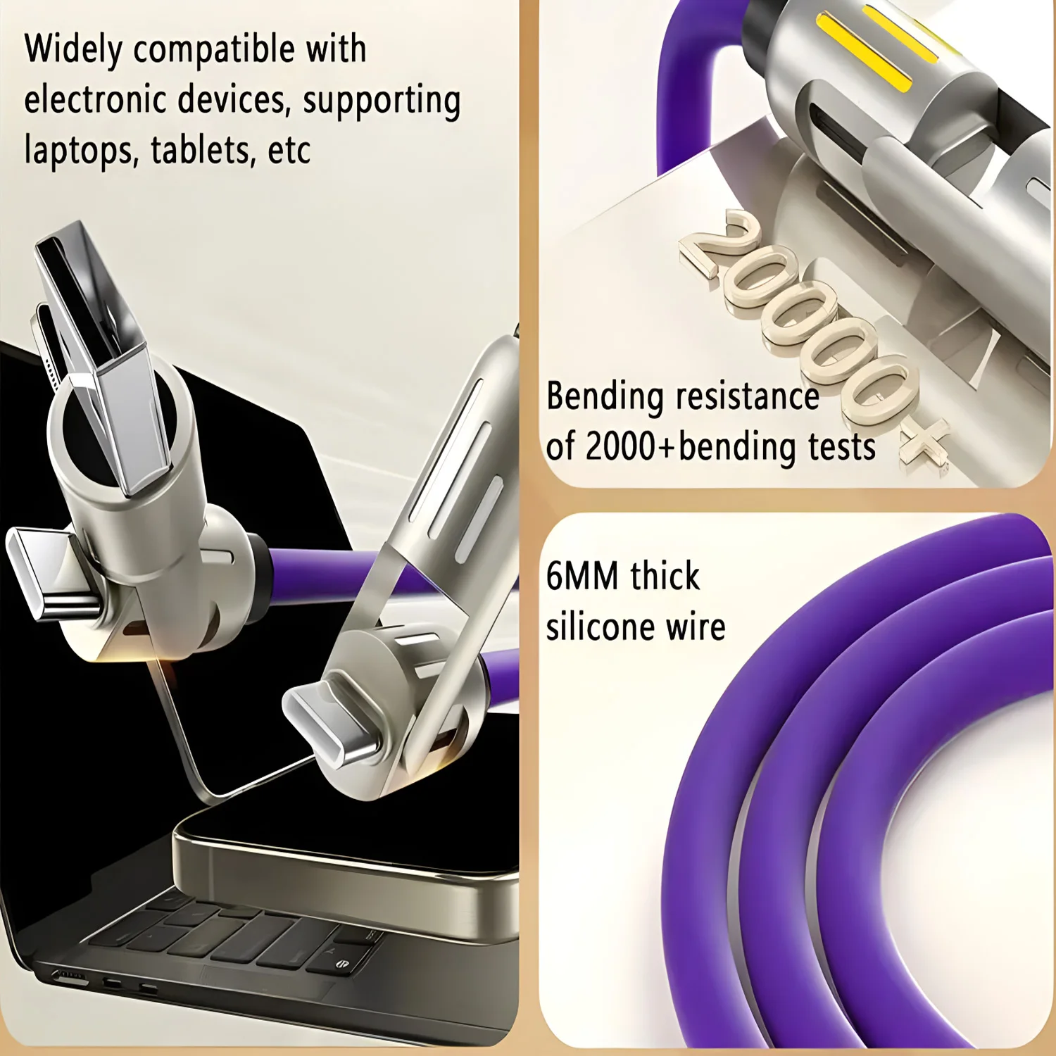 4-IN-1 240 واط USB نوع C إلى USB C كابل PD سلك شاحن سريع آيفون 16 برو ماكس 15 باد شاومي سامسونج اللوحي 1 متر سلك البيانات