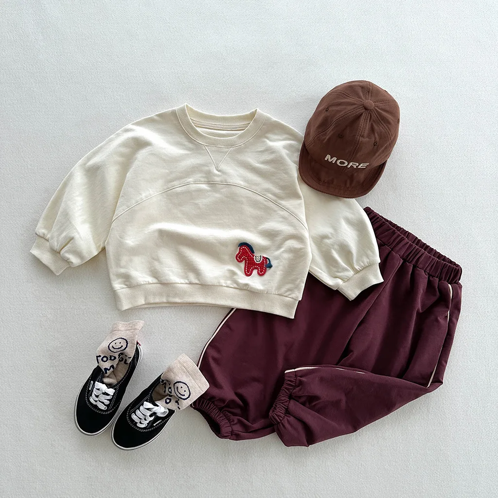 Autumn New Style Kids Cartoon Picture Hoodie Fashion and Simple O-Neck Shirt Boy and Girl All-match Casual Clothes