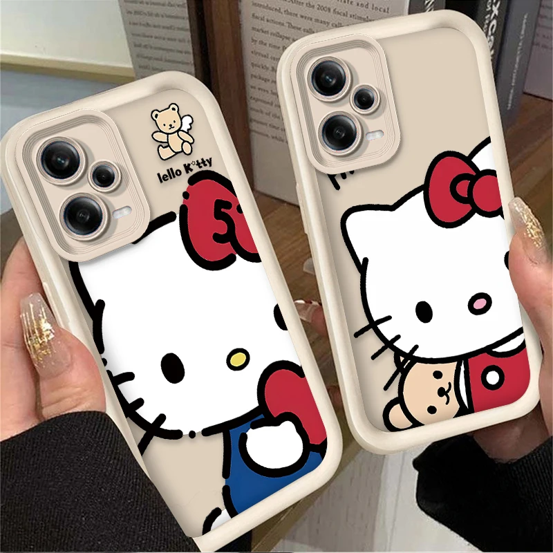 かわいい漫画風ハローキティケース Xiaomi Redmi A5 A4 A3 A3X A2 A1 Plus 13X Redmi K80 Ultra K70 K70E K60 K60E K50 K40 K40S K30用