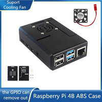 ABS Case for Raspberry Pi 4 Model B Black Transparent Plastic Shell Removable GPIO Cover with Cooling Fan for Raspberry Pi 4