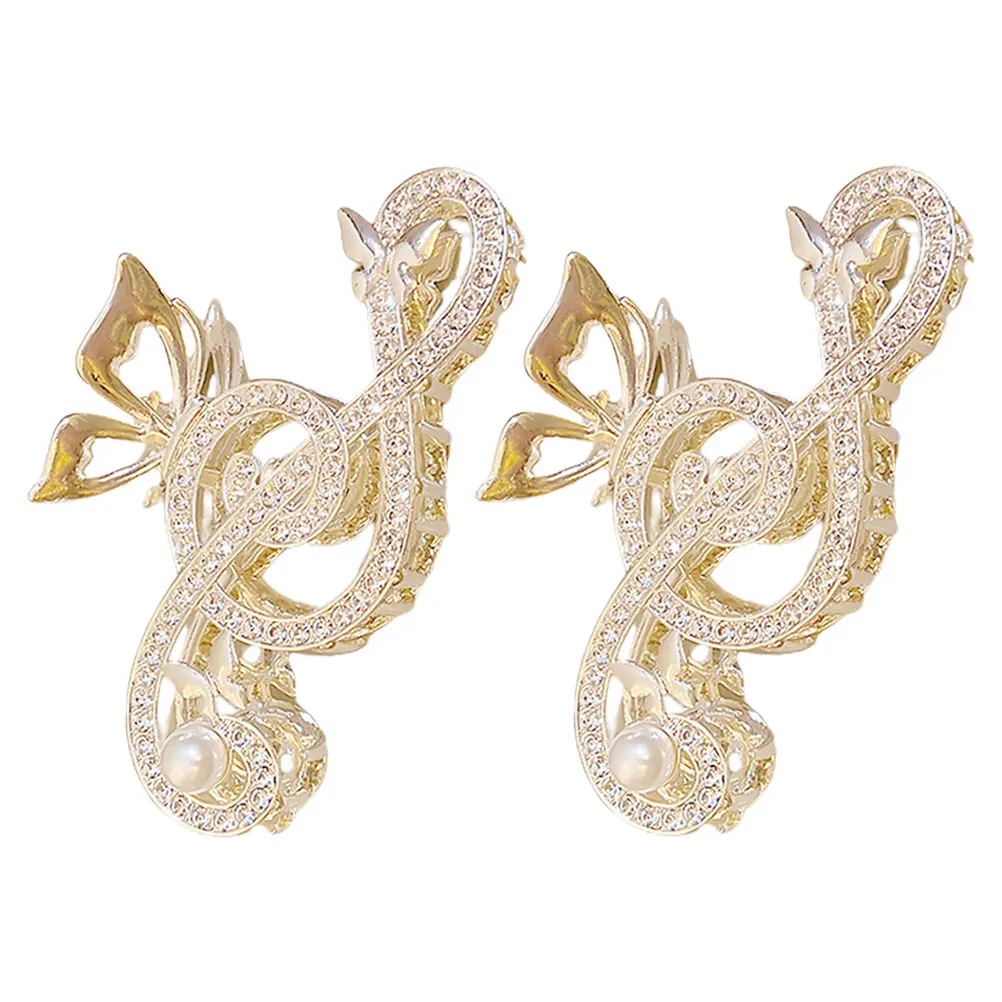 

2pcs Rhinestone Music Note Hairpins Clips Fashion Accessories Concert Hair Tools Stylish Secure Grip Versatile Use