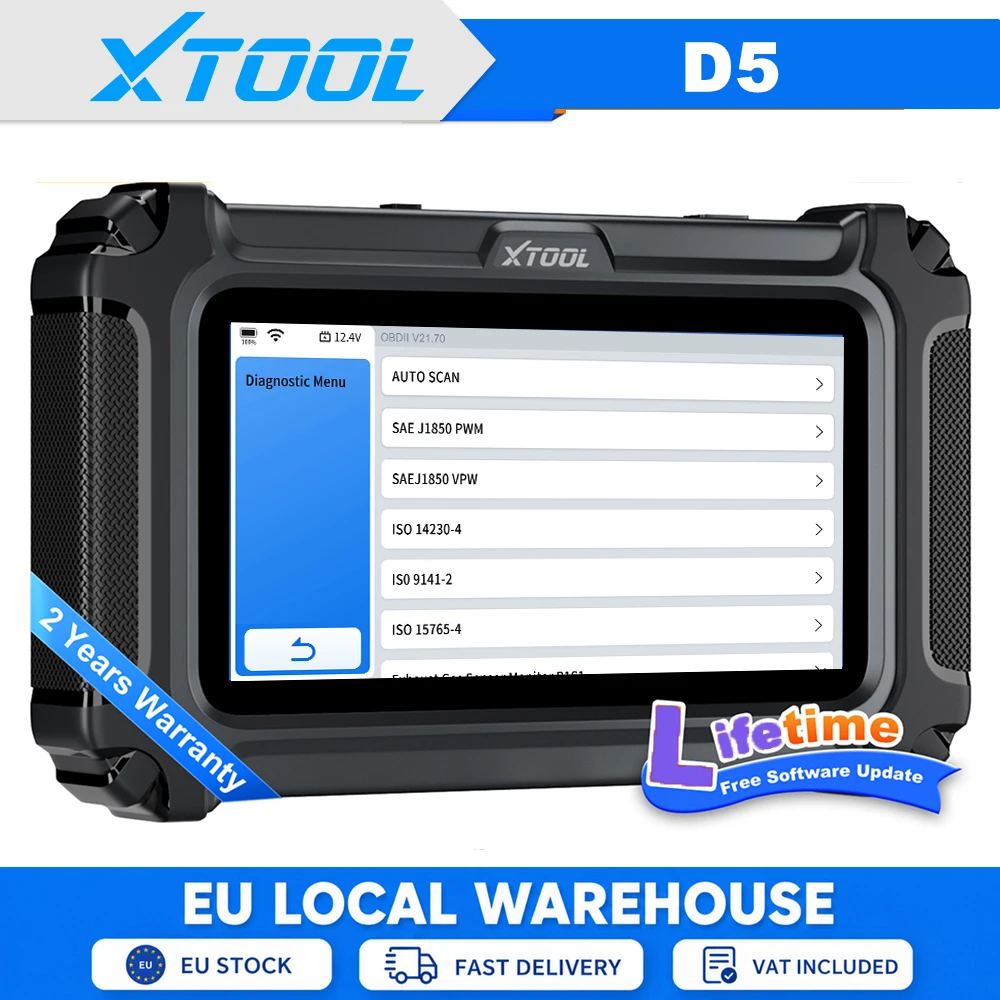 XTOOL D5 Alle Funktionen Lebenslang Kostenlose Aktualisierung OBD2 Scanner Mini Auto-Diagnosewerkzeug mit 10+ Resets für ECM TCM SRS ABS EPB System, eingebautem CAN FD für GM FCA Autoauth, 64G, XTOOL