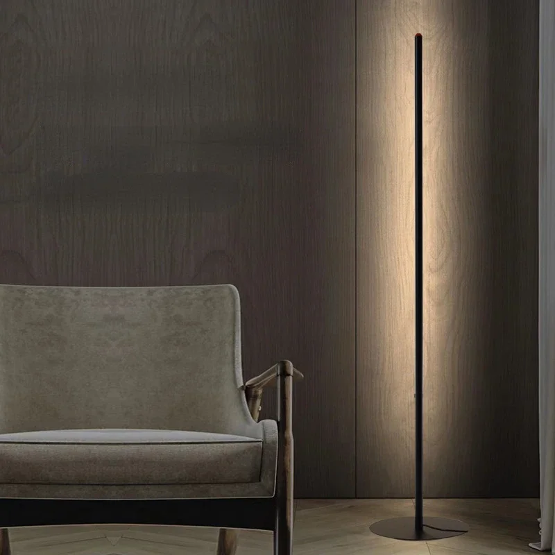 Minimalist LED Floor Lamp Modern Cylindrical Long Line Remote Control Standing Light Bedroom Living Room Decor Lighing Fixtures