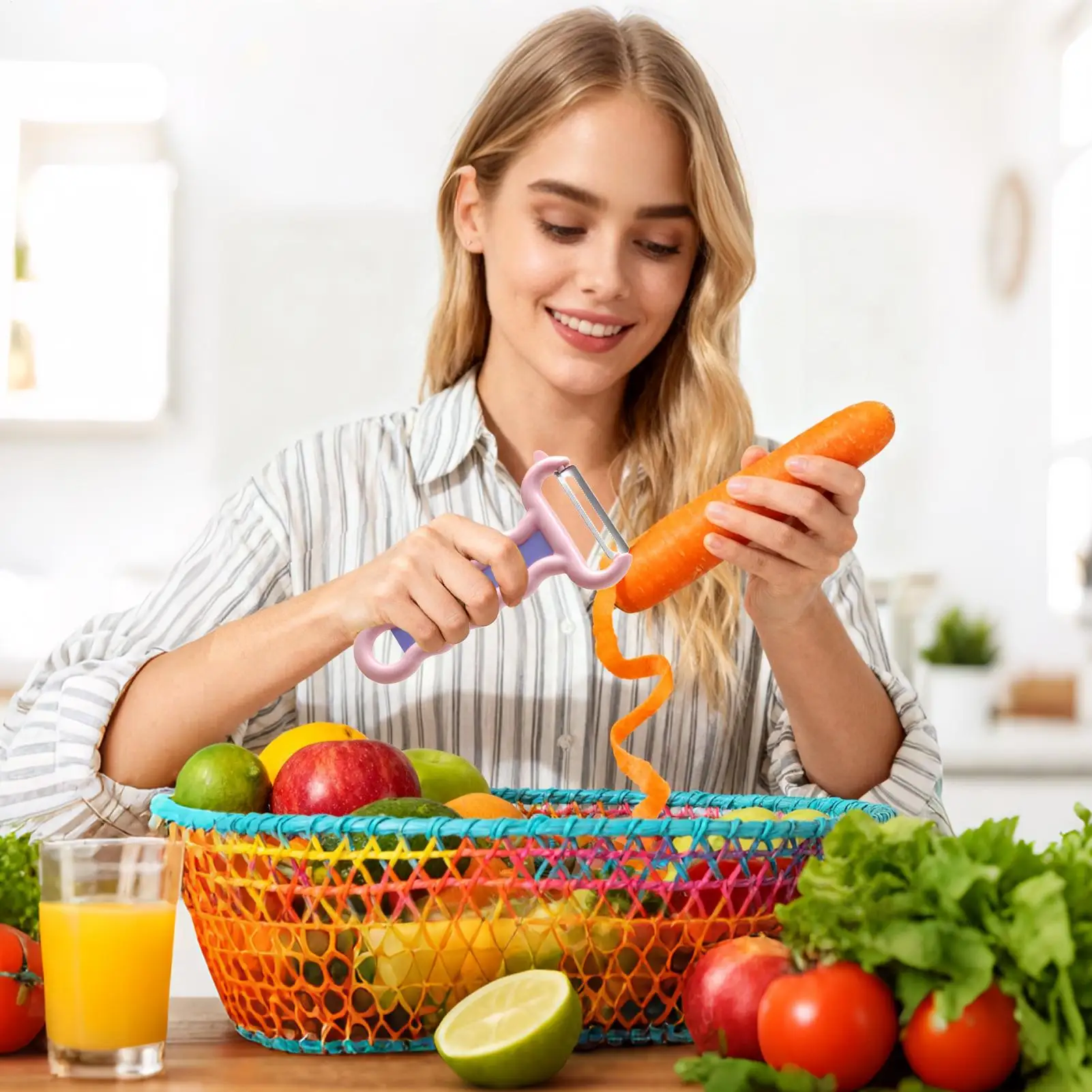 

Veggie Peeler Handheld Kitchen Gadget Vegetable Slicer For Camping Picnic Traveling BBQ Party Women Men Adults Elderly