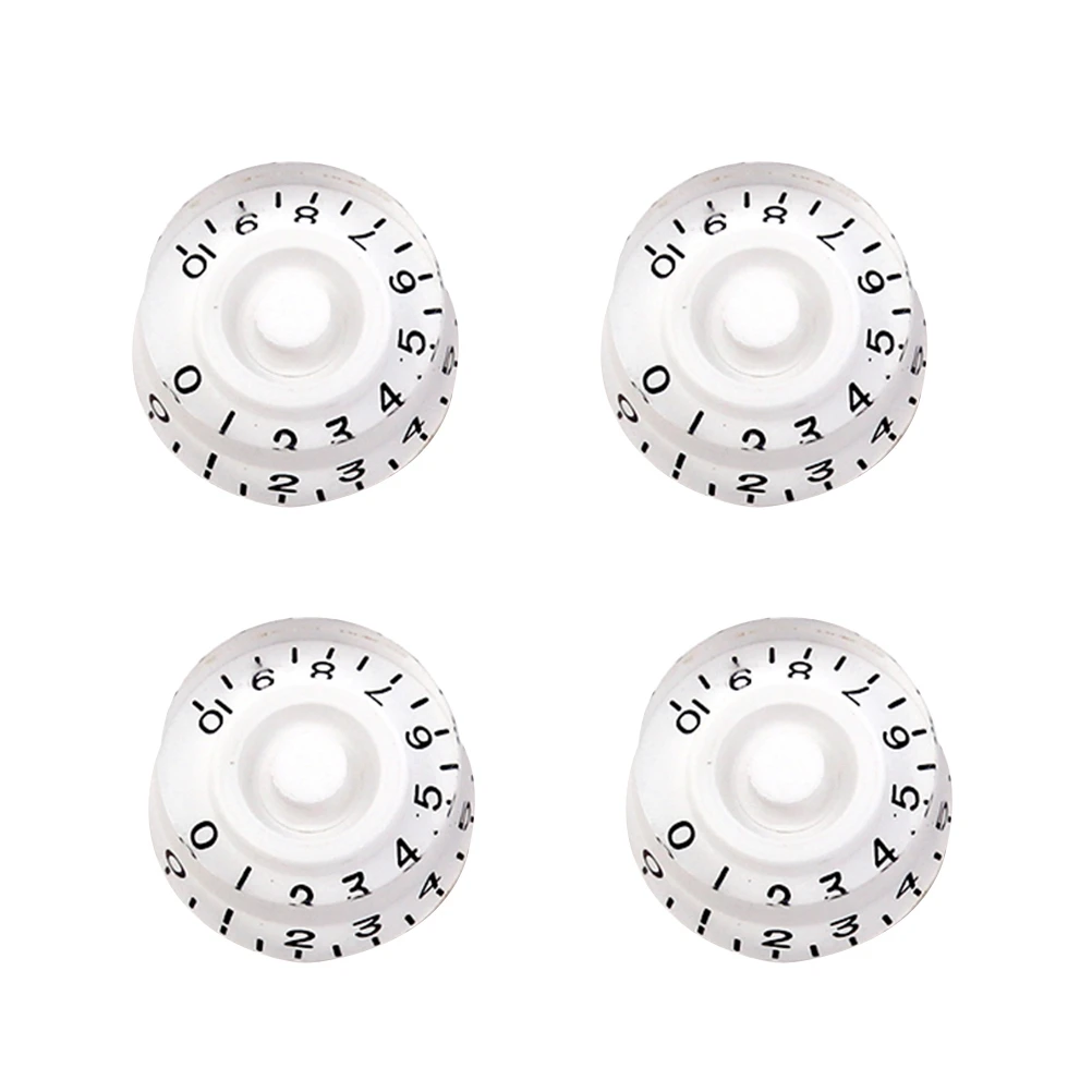 

4 PCS/ Large Circle Knob White Guitar Knobs Volume and Tone Electric Dirty Control Old