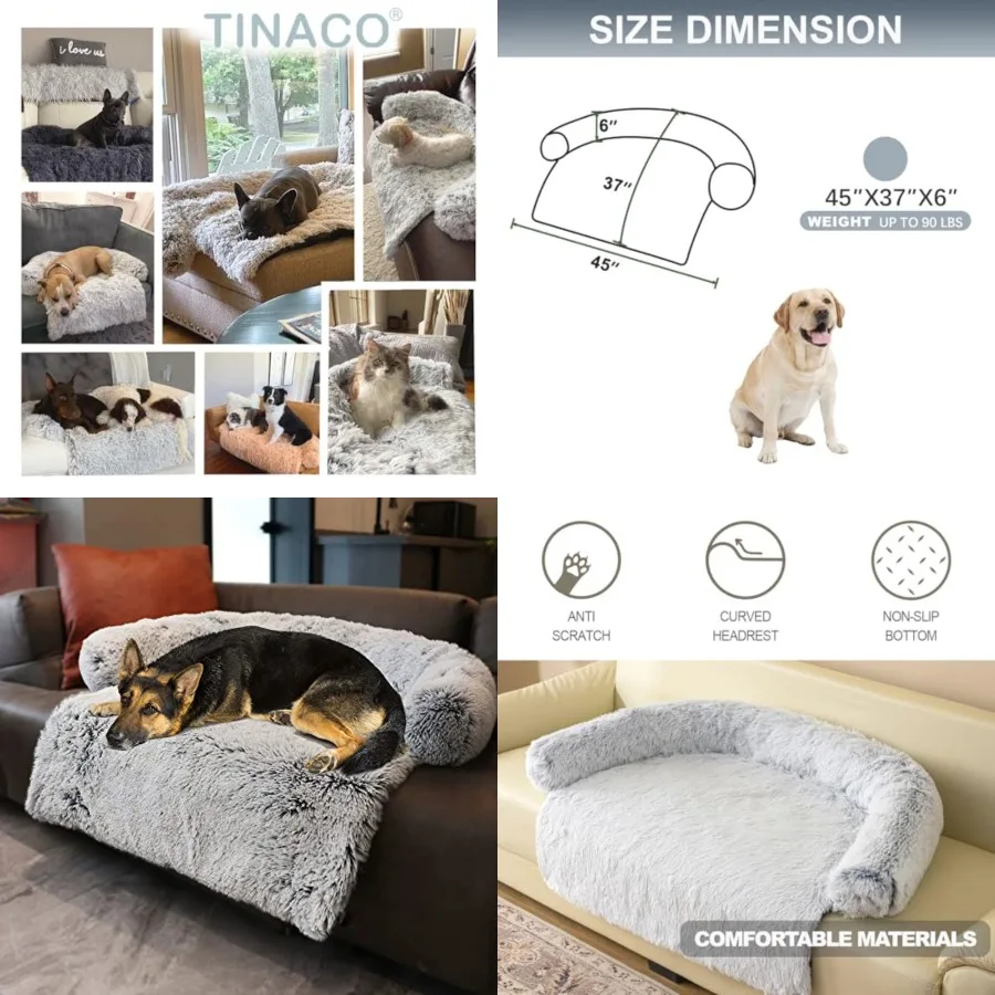 

Calming Dogs/Cats Bed Mats, Dog Pad Washable Removable Couch Cover, Plush Long Fur Mat for Pets, Waterproof Lining, Perfect for