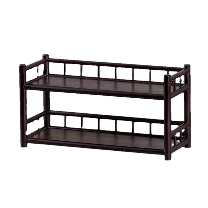 Desktop Retro with Draining Teas Set Rack, Bamboo Multi-layer Office Teapot, Tea Cup Display and Placement Racks