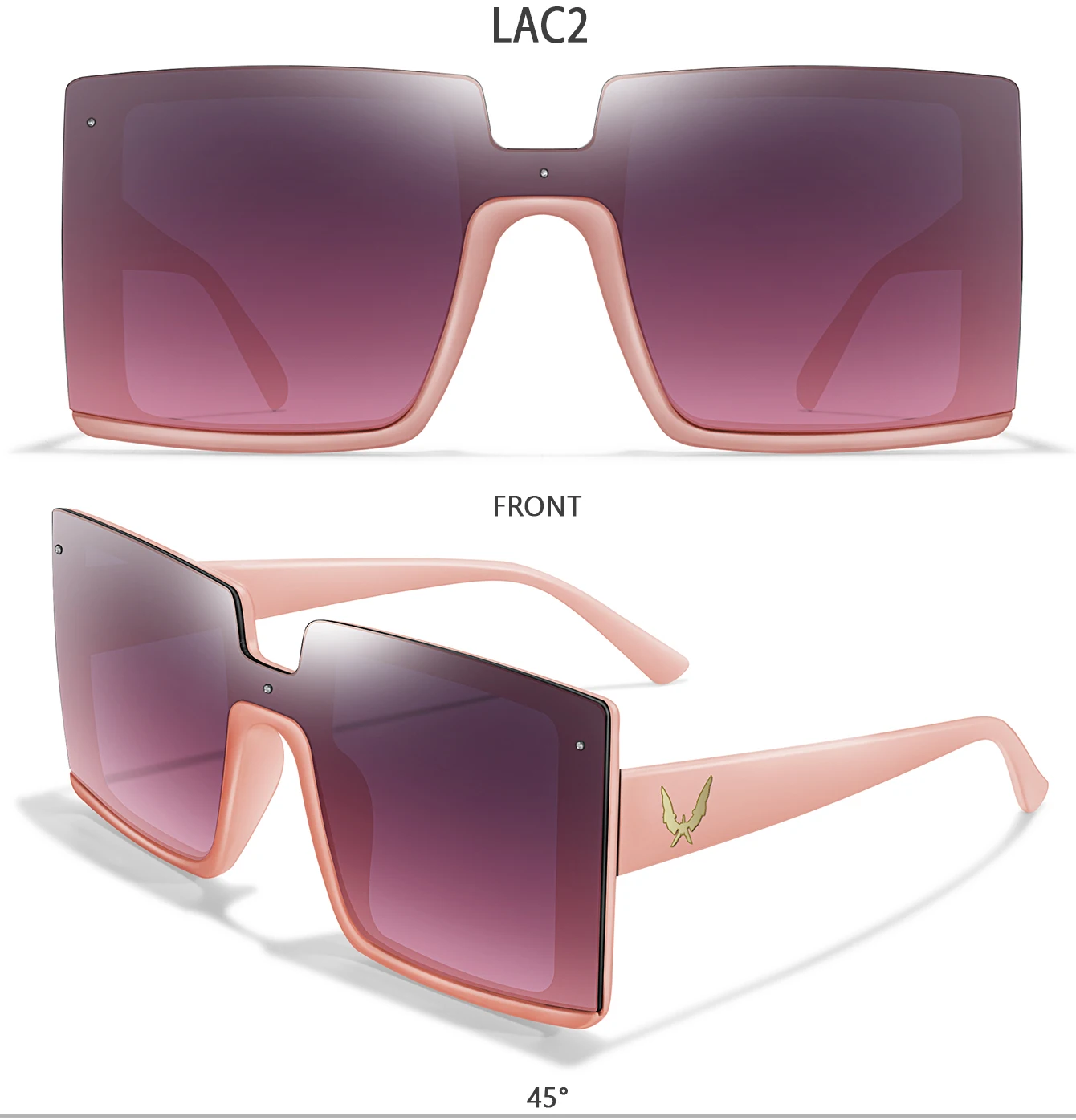 Modische quadratische Sonnenbrille für Damen, große, trendige Sonnenbrille für den täglichen Gebrauch, Einkaufen, Selfie, Party, Reisen, Strand – ohne Box – Detail 5
