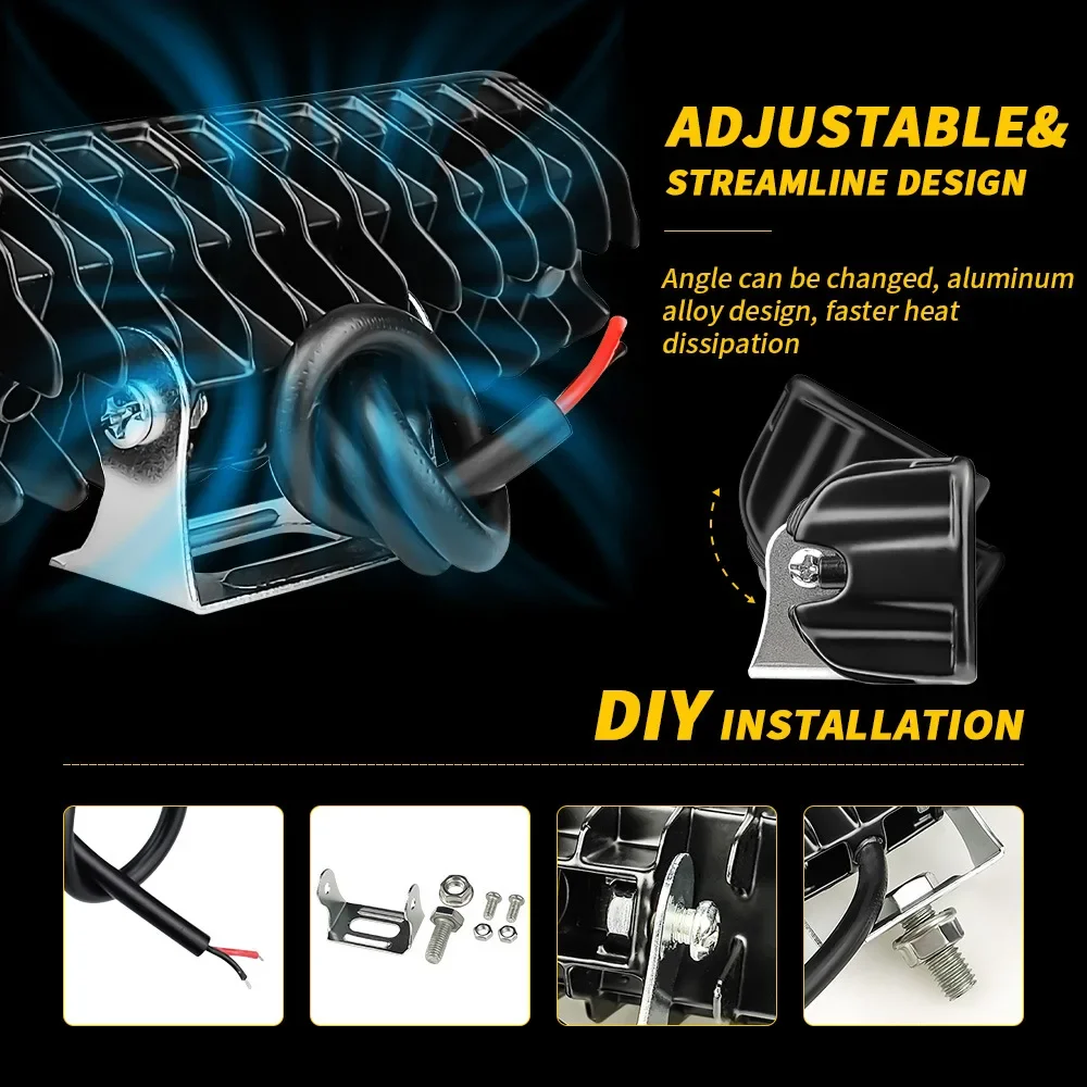 Car LED work light a word 6 inches 6 lights 18W spotlight excavator engineering car reverse lights spotlights