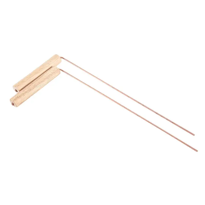 A21Q -2Pcs Pure Copper Probes Rod For Divination Tool With Wooden Handles Round Copper Poles Wood Handles For Water Treasure