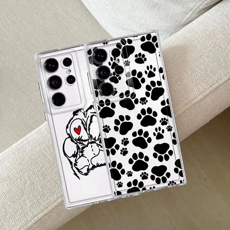 Phone Cover Case for Samsung Galaxy S26 S20 Plus S25 Edge S24 Note 20 Ultra 10 S22 FE S23 S21 Cute Pet Paw Prints