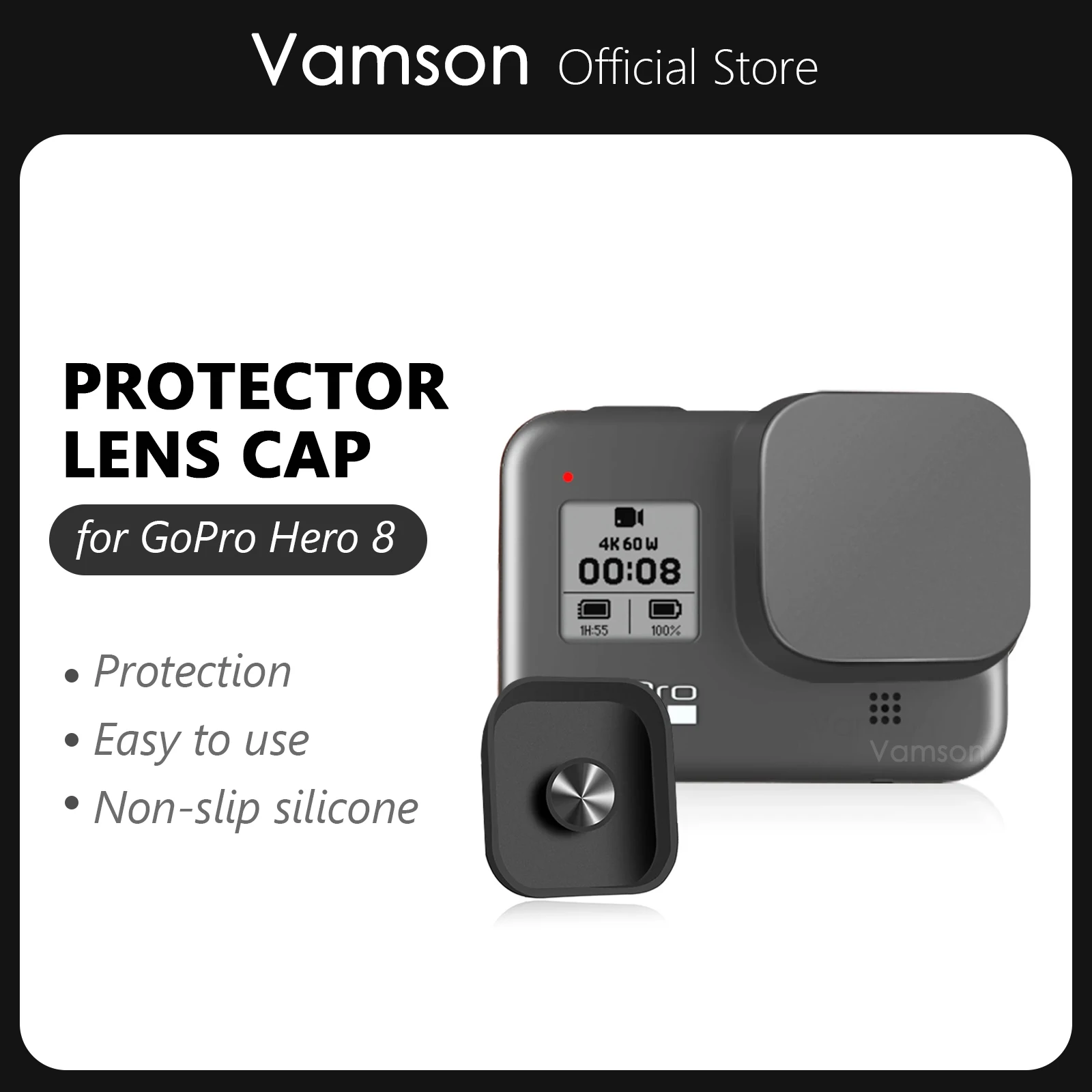 Vamson Protective Cap for GoPro Hero 8 Black Action Camera Protector Lens Cap Cover for Go pro 8 Action Camera Accessory VP721