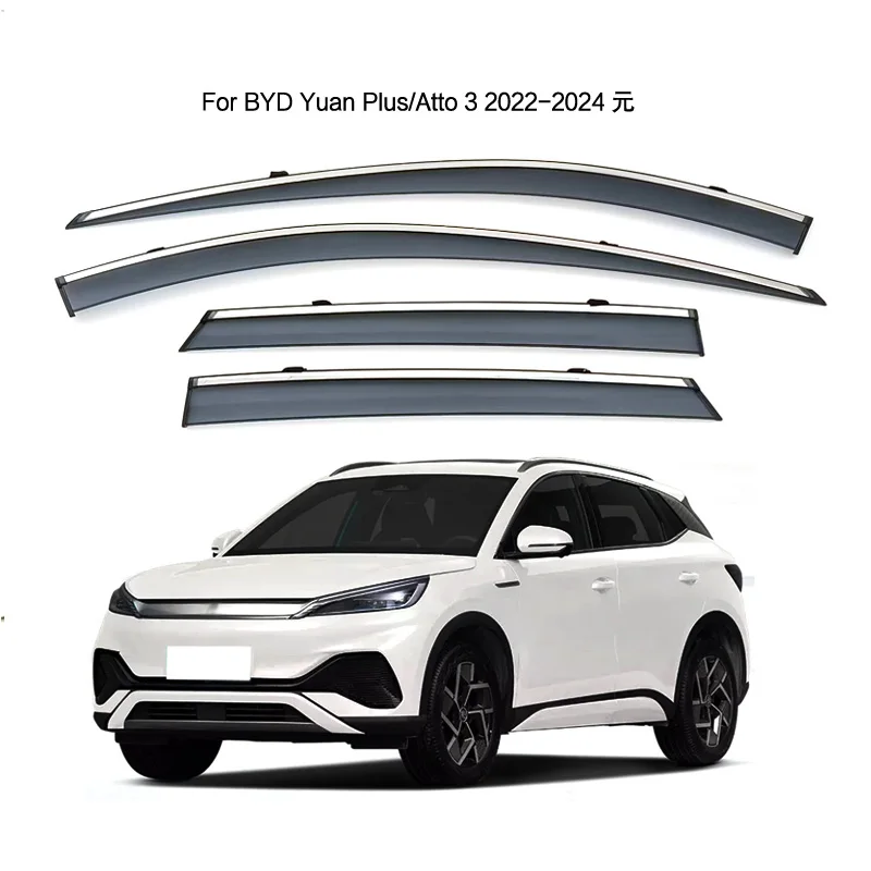 

Door Window Vent Deflector Rain Shield Weather Visor Guards For BYD YUAN PLUS/ATTO 3 2022-2024