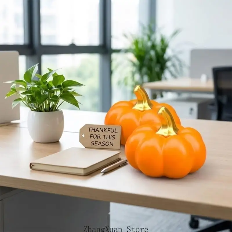 Herbstliche Tisch-Kürbisdekoration aus Kunstharz für den Ernte- und Erntedank-Partytisch 3XUF – Detail 3