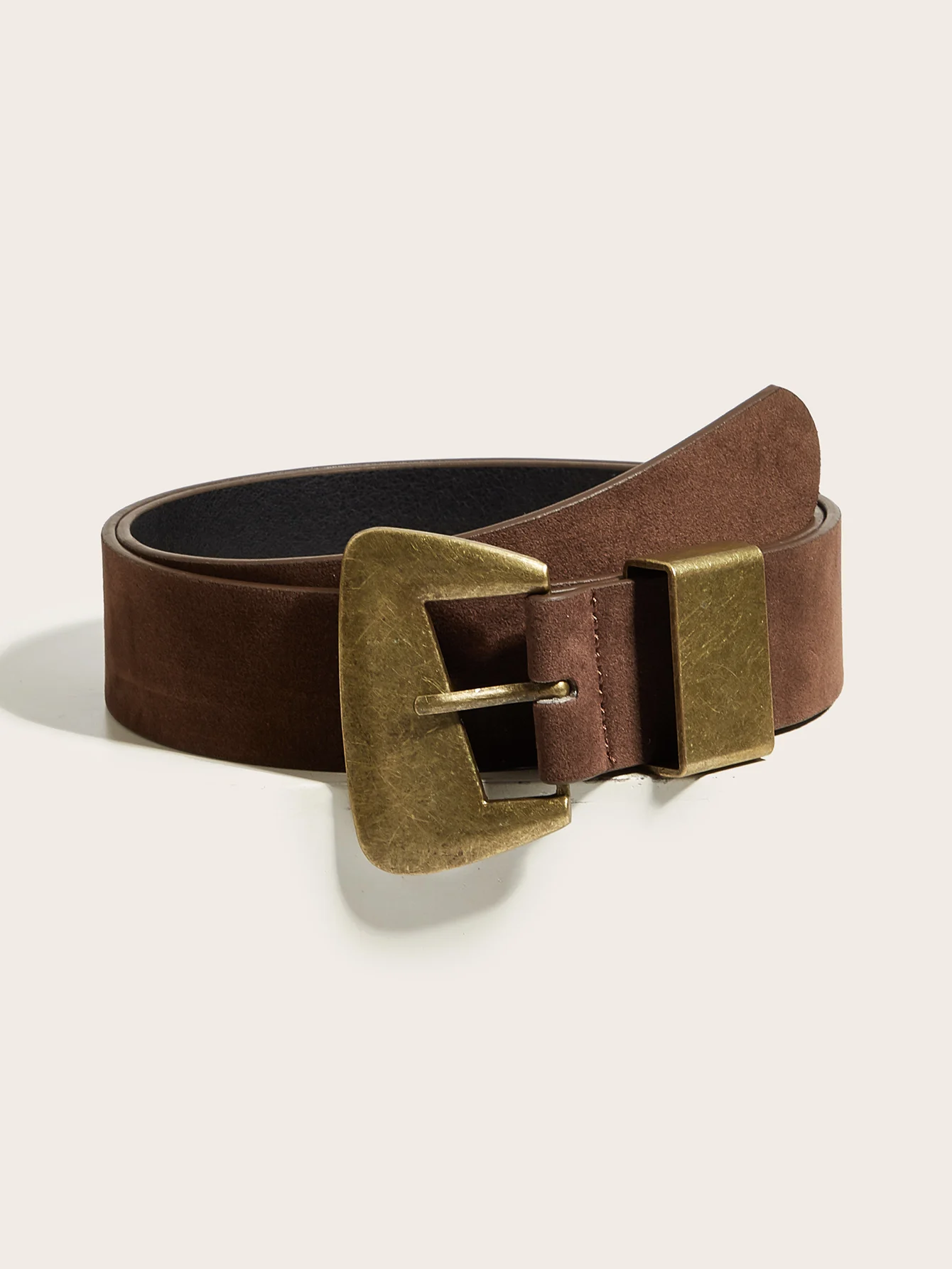 

1 шт. Женский ремень из искусственной кожи в стиле бохо-вестерн, однотонный, с винтажной бронзовой пряжкой неправильной формы, коричневый, аксессуар Y2K, ремень в стиле ретро, для сочетания с платьями, повседневный.