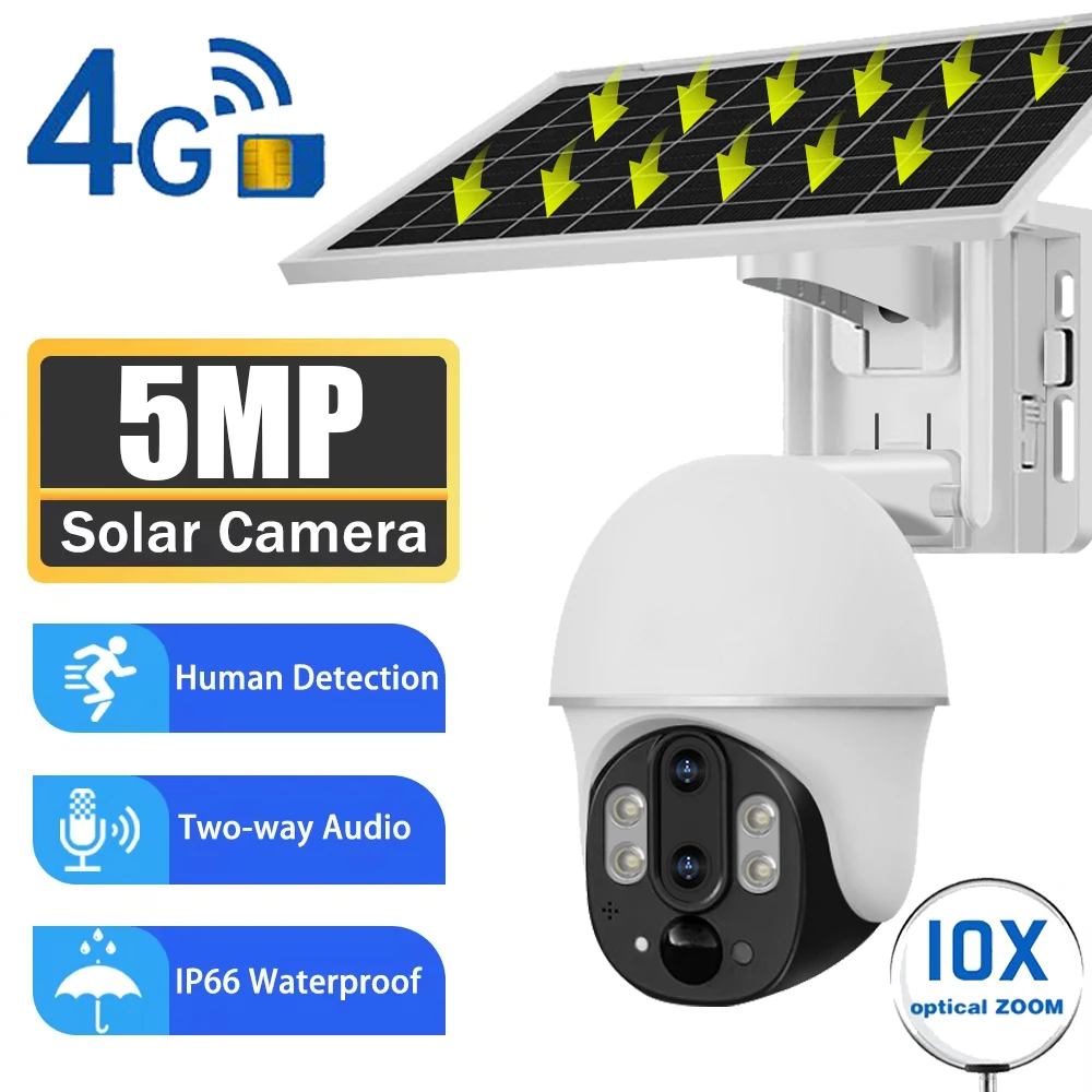 

V380 Solar IP Camera Outdoor 5MP Security Protection 4G Webcam With Solar Panel Battery Surveillance Two-way Voice Video Monitor