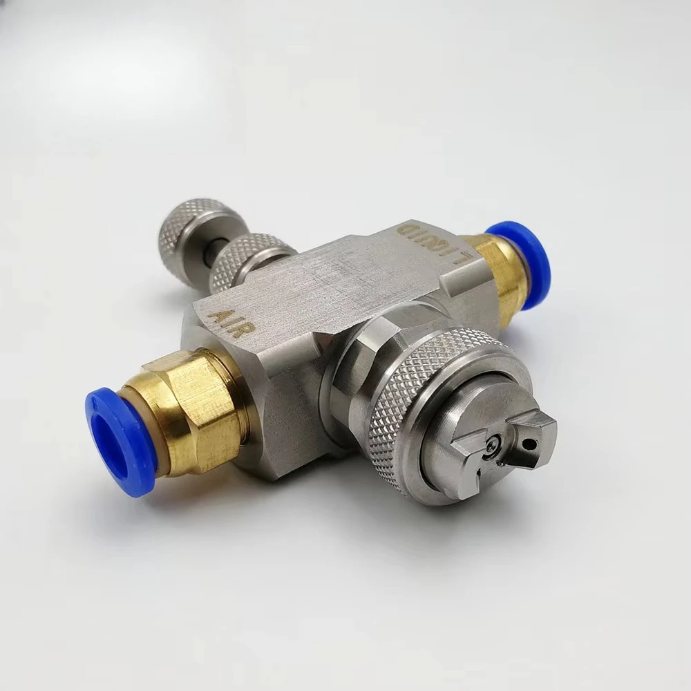 Air Atomizing Nozzle Adjustable 1/4' External Mix Flat Fan Spray Nozzle Siphon Round Wide Angle 6 Holes Siphon Flat Fan Typ