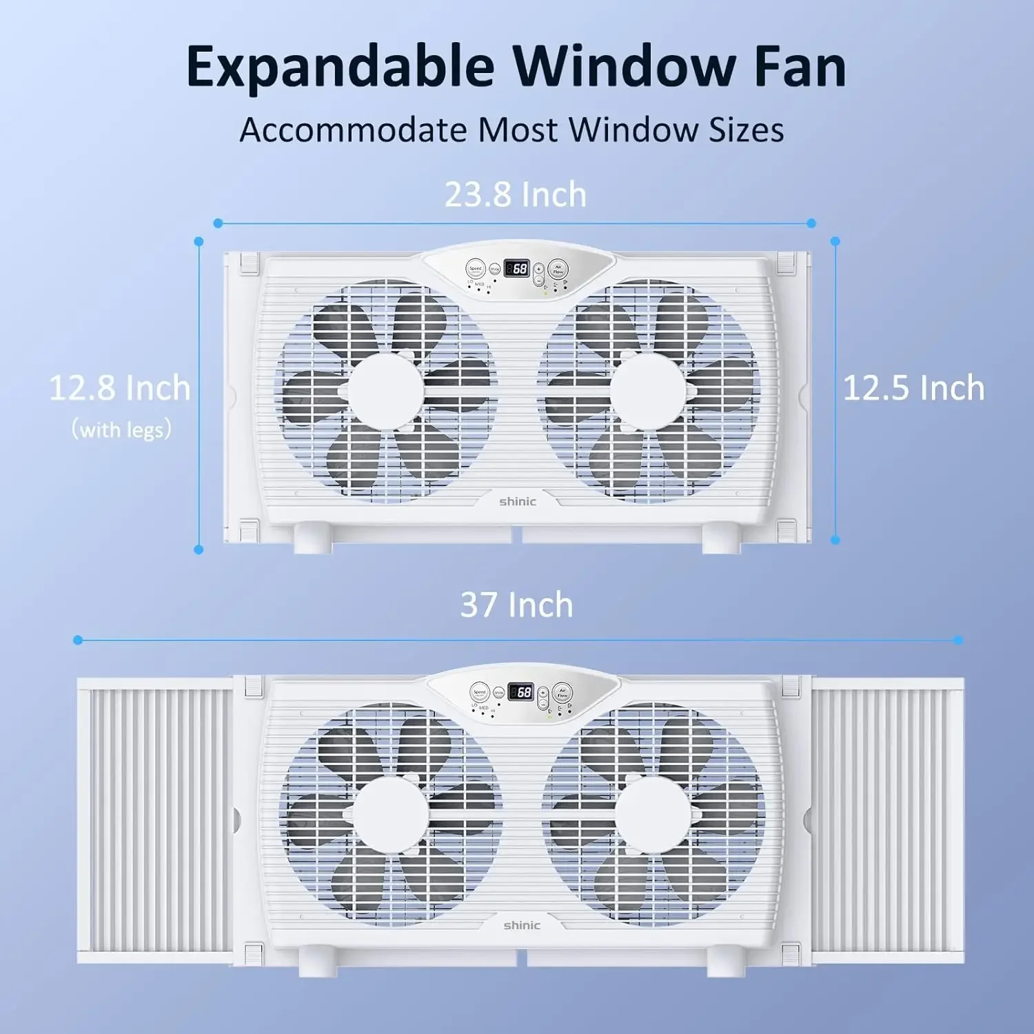 Twin Janela Ventilador com controle remoto, 9 "Lâminas, fluxo de ar reversível, 3 Funções, Janela Exchaust Fans para Home Bedroom, 2024 EUA