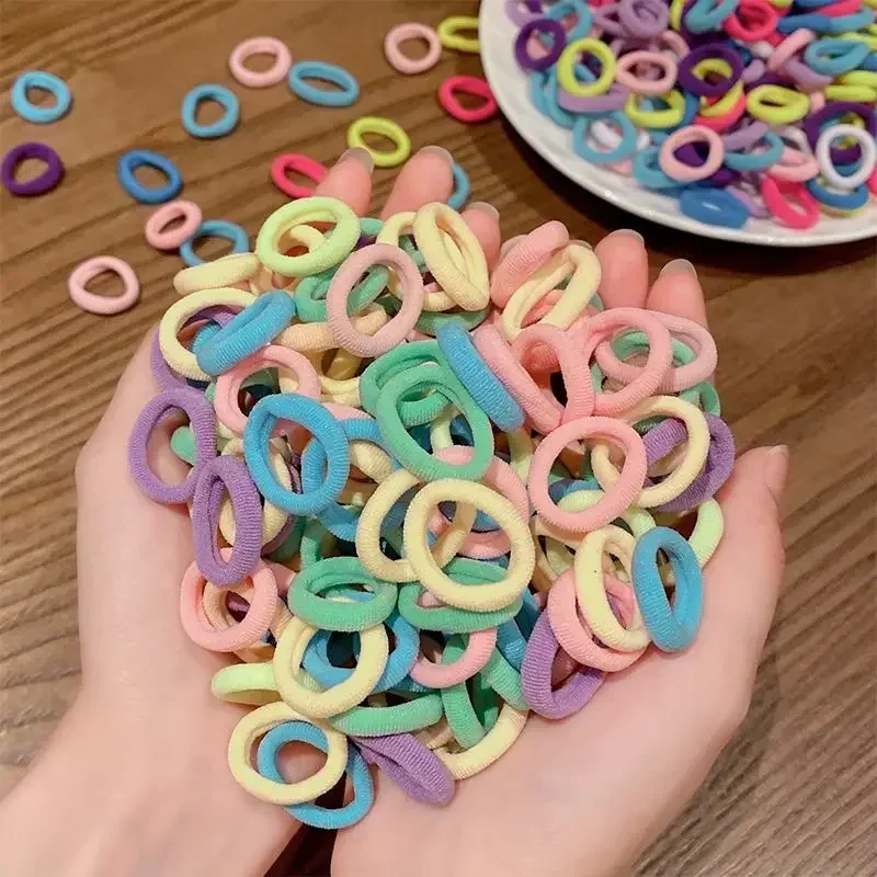300/200/100PCS Colorful Nylon Elastic Hair Bands for Kids Ponytail Hold Small Hair Tie Rubber Bands Scrunchie Hair Accessories