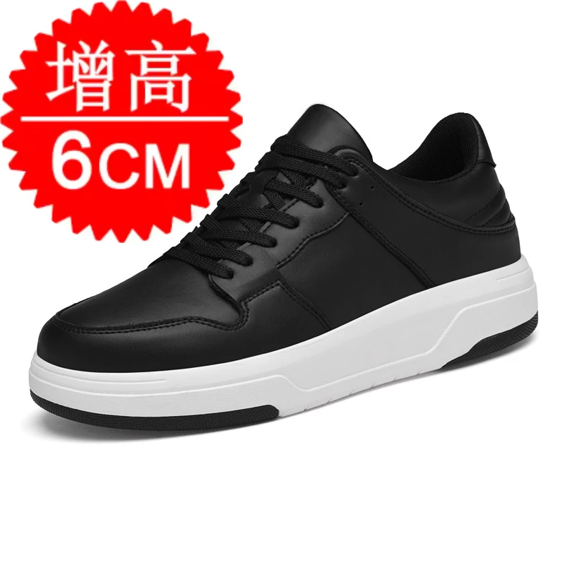 Cow Leather Elevator Shoes Height Increase Shoes for Men Insole 6cm Lift Casual Shoes Man Sneakers Hidden Heels Heighten Shoes