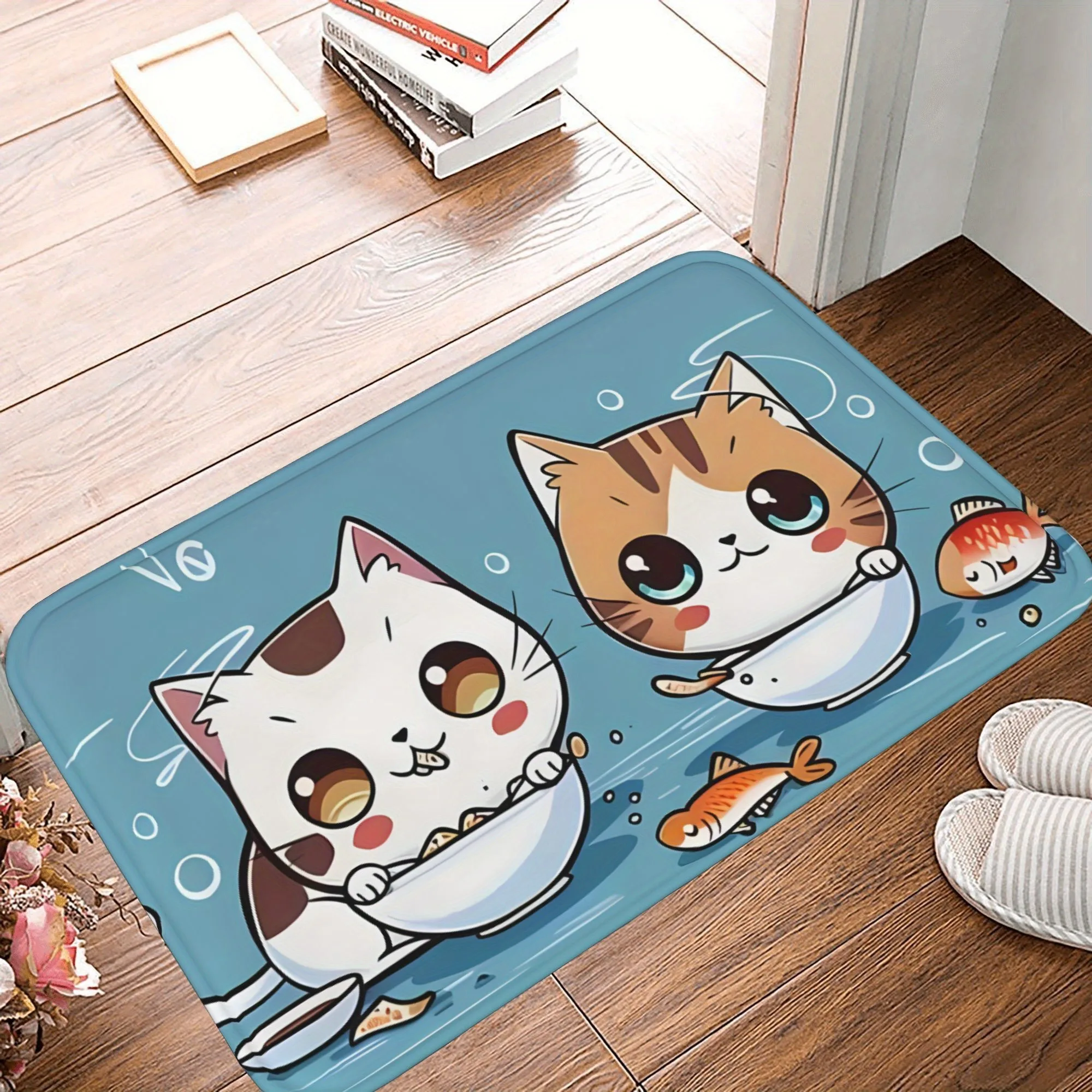 

1PC Whimsical Catfish Kitchen Rug Non-Slip Door Mat Pop design Bathroom Rug Bath Mat Carpet for Home Sink Laundry Decoreeree