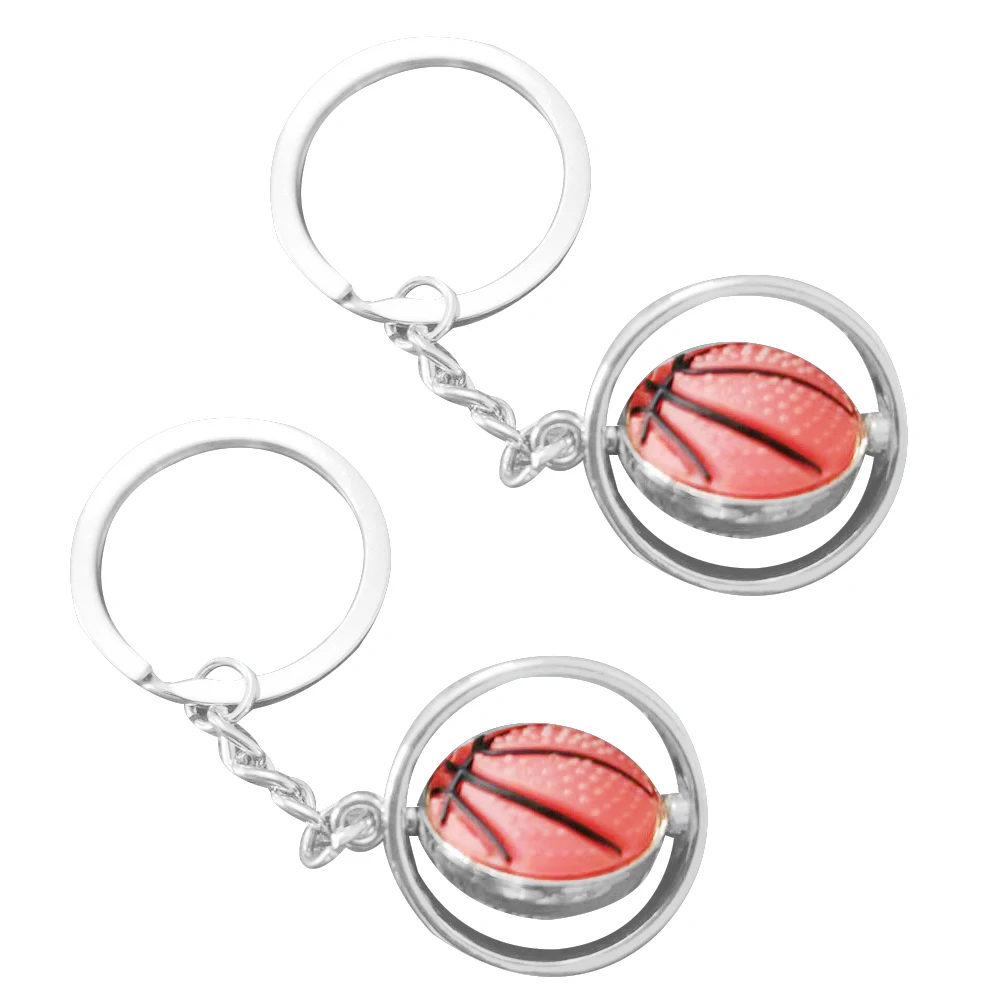 

2pcs Basketball Keychains Rotating Key Chains For Kids Sports Gifts Balls Key Rings Decoration Car Keys Bag Accessories