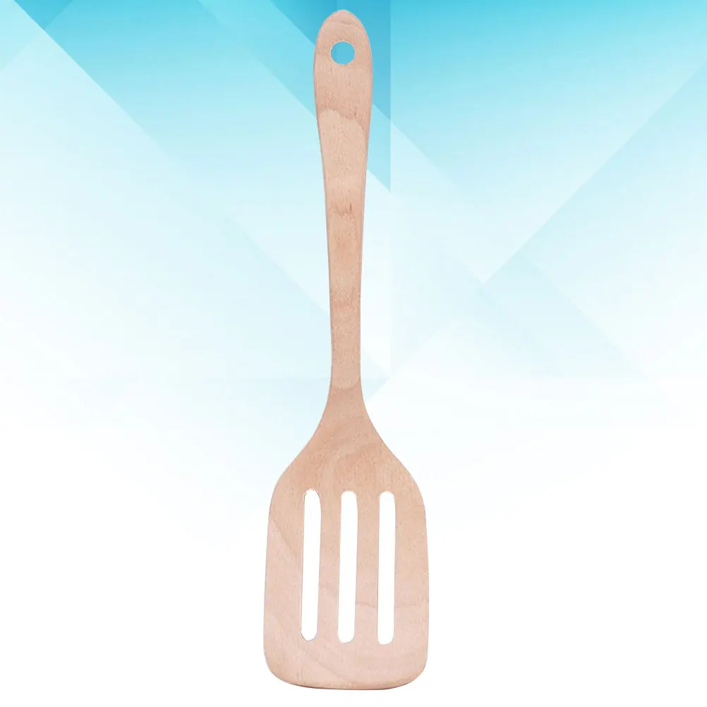 Eco-Friendly Beech Wood Non-Stick Spatula Heat Resistant Cooking Turner Smooth Handle Wooden Kitchen Shovel Supplies