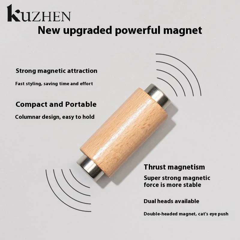 แม่เหล็กติดเล็บแมวตา แบบสองหัว ด้ามไม้ แข็งแรง สำหรับทาเจลขัดเงา ปากกาแม่เหล็กสำหรับทำเล็บ