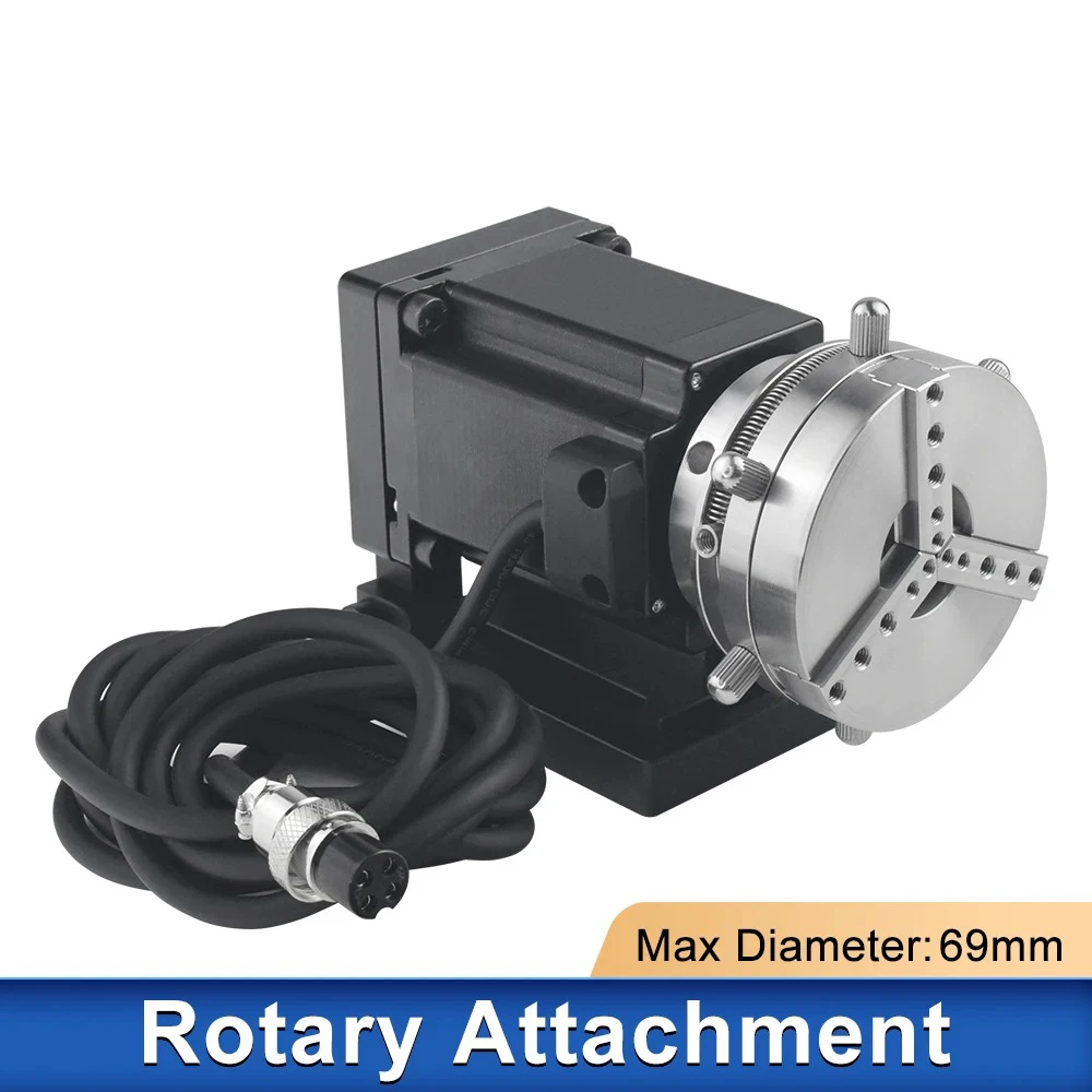 Fiber Laser Engraving Machine Rotary Device Parts, Rotary Device Accessory Fixture with Three-Jaw Rotary Extension Shaft Clamp