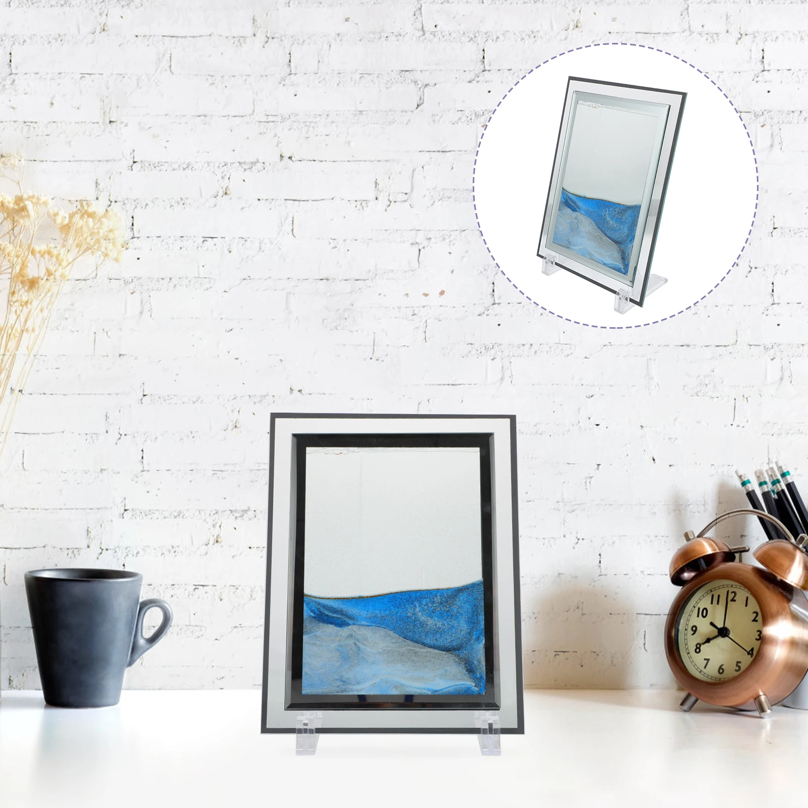 الرمال المتحركة اللوحة الزجاج سطح المكتب السائل الرمال الفن طاولة مكتبية غرفة نوم ثلاثية الأبعاد حركة الرمال صورة الزخرفية الرمال المتحركة اللوحة