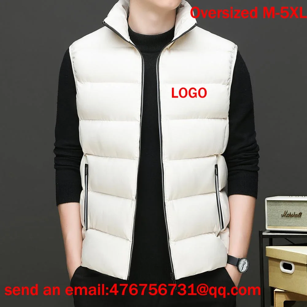 9107 New Reflection Men's High Collar Cotton Pads Loose Tank Top Autumn/Winter Neutral Sleeveless Zipper Large Size