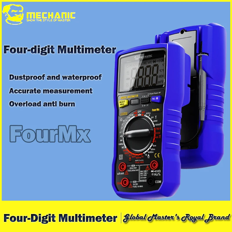 【MECHANIC】 FourMx True RMS Digital Multimeter 6000 Counts NCV Diode Test Data Hold Auto Power Off Circuit Component Tester