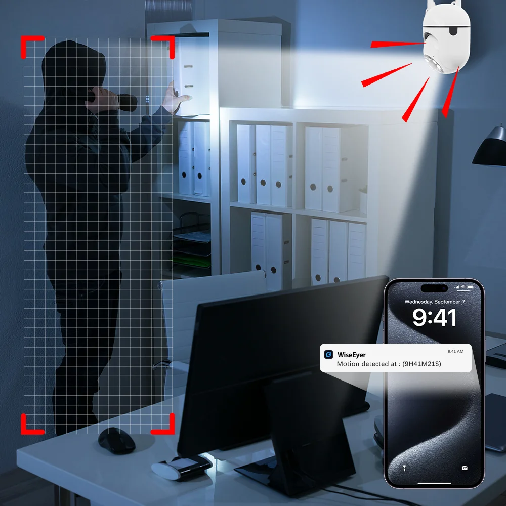 كاميرا مراقبة واي فاي فائقة الدقة بدقة 3 ميجابكسل قابلة للإمالة 355 ° /90 °   كاميرا IP مع كشف الحركة الصوتية في اتجاهين للرؤية الليلية ومراقبة المنزل #2