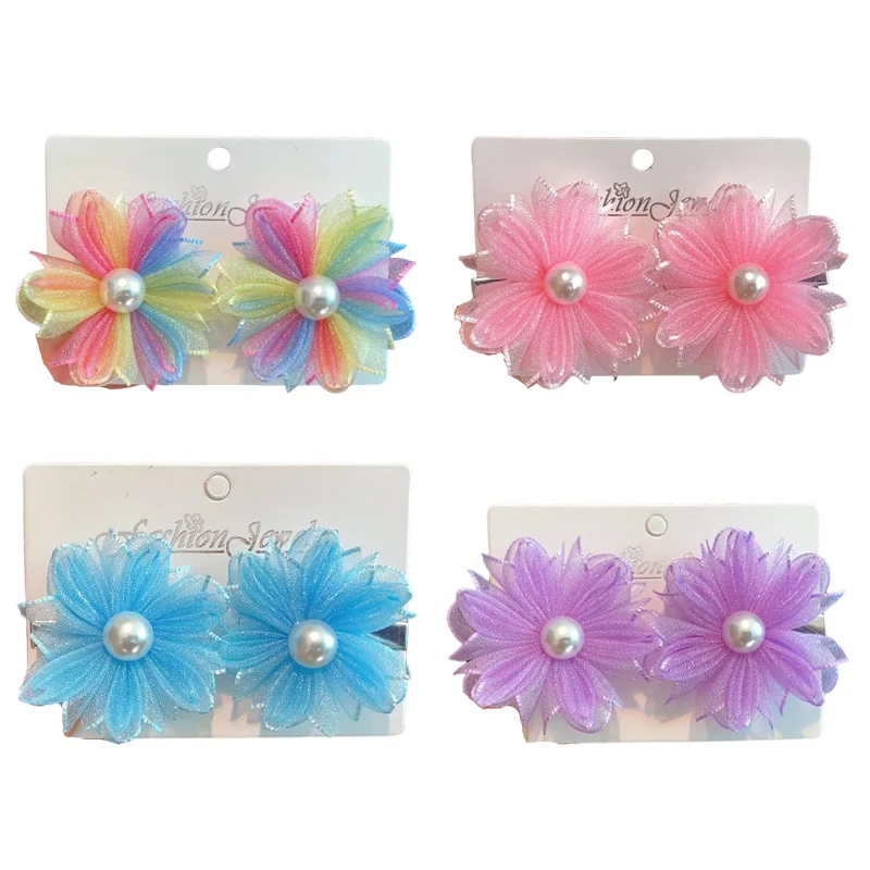 

2PCS Princess Europe America Daisy Flowers Girls Hairpins Children Headwear Cute Hairgrip Barrettes Hair Clips Hair Accessories