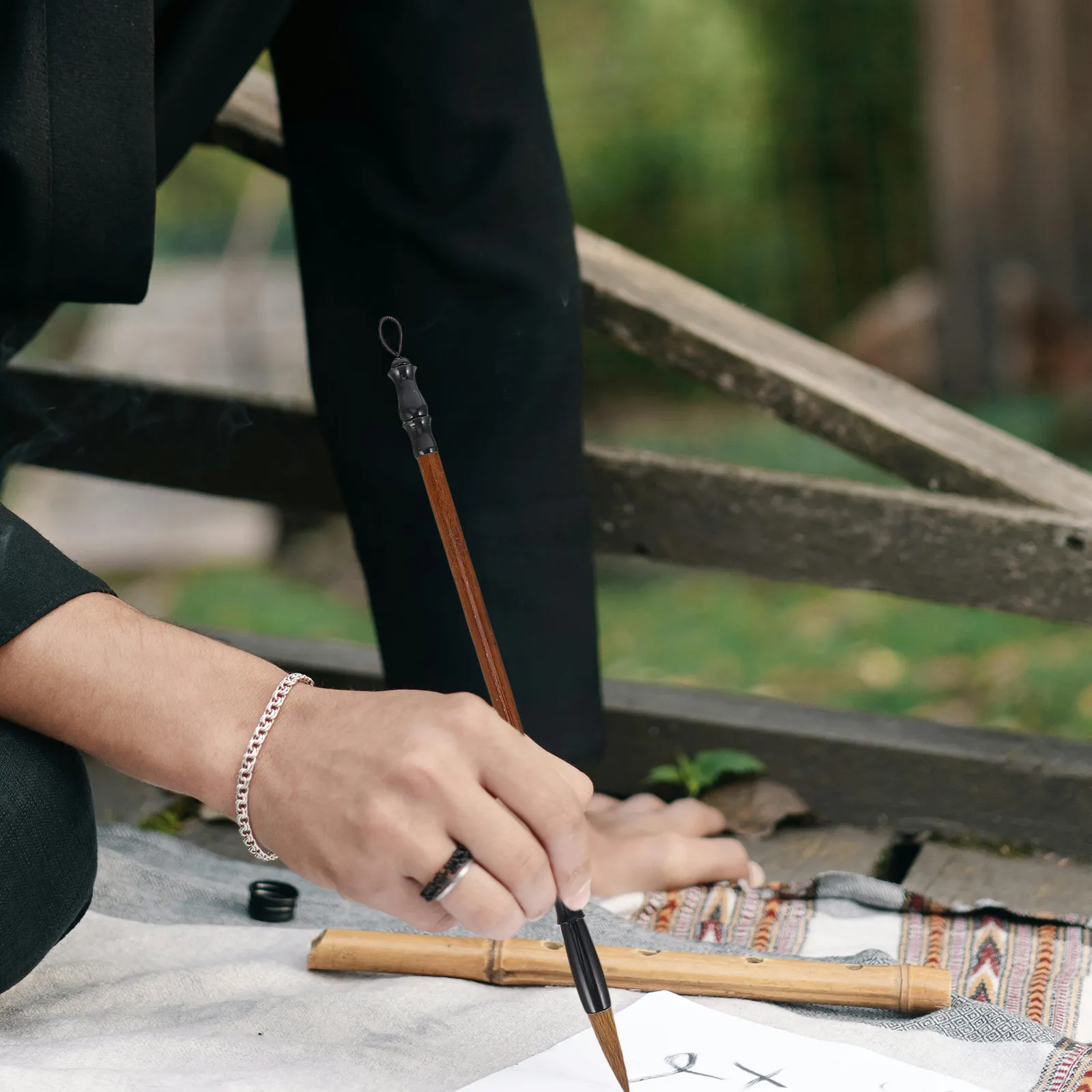 10Pcs Chinese Calligraphy Brush Set Professional Grade Versatile Sizes Shapes for Watercolor Ink Painting Writing Traditional