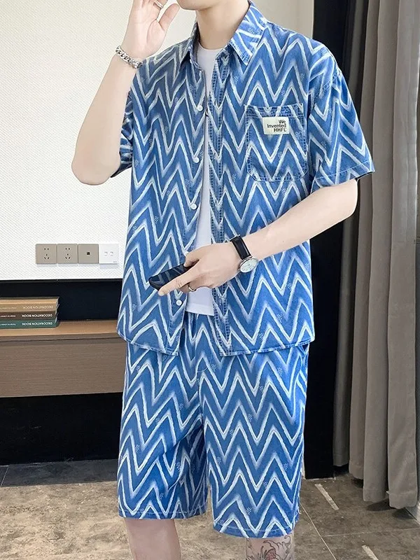 men's-summer-ort-sve-irt-set-pure-cotton-loose-fit-two-piece-casual-sportswear-teenagers'-faionable-outfit