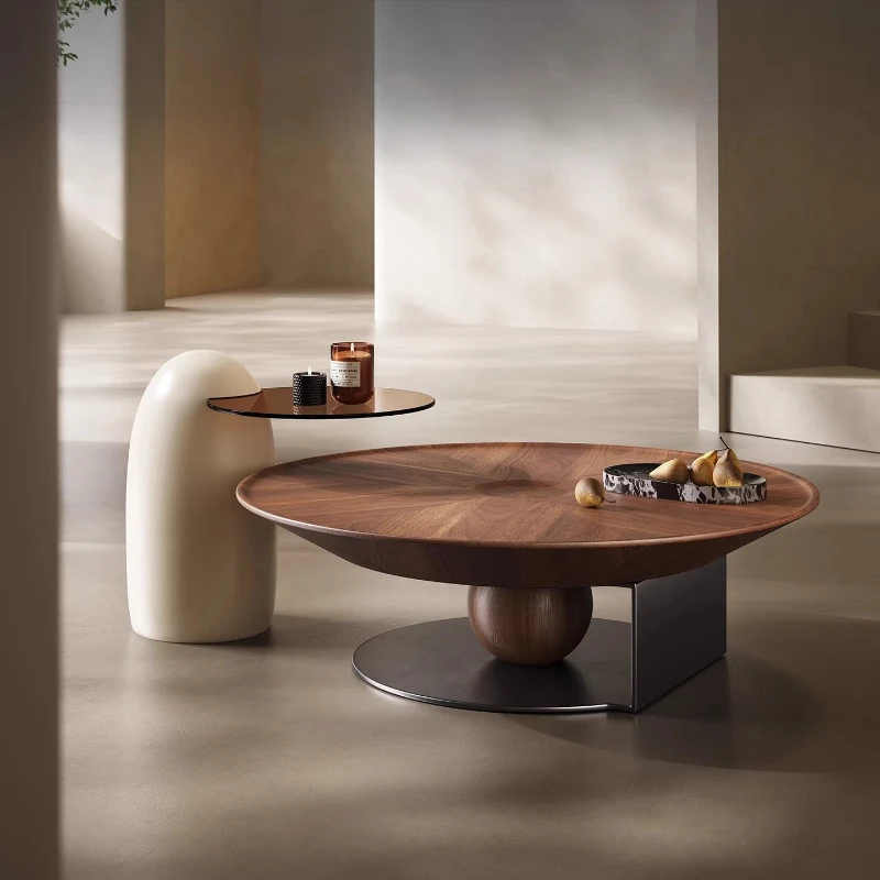 

Italian minimalist round coffee table living room light luxury modern combination small apartment home simple senior creative