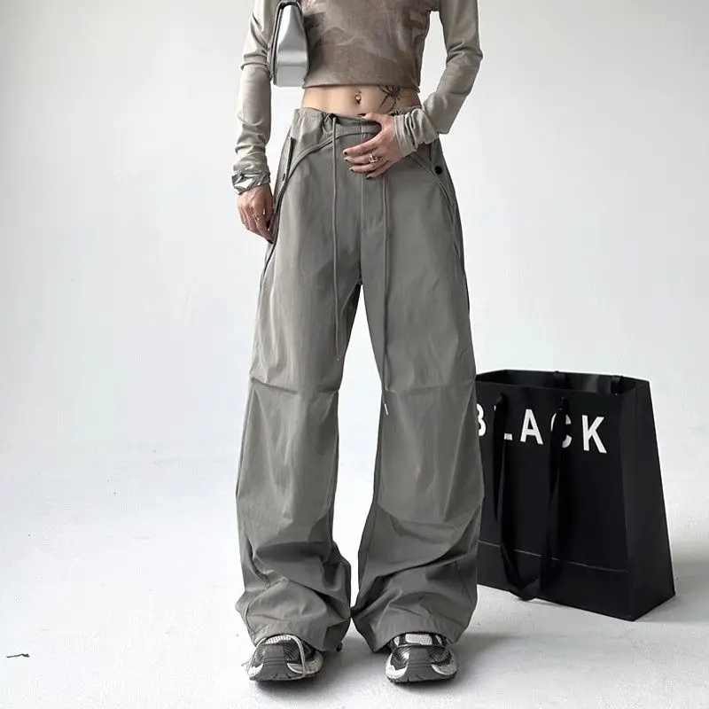 Deeptown Harajuku Cargo Oversized Parachute Pants Woman Y2k Streetwear Casual Baggy Pants Wide Leg Trousers Vintage Hip Pop