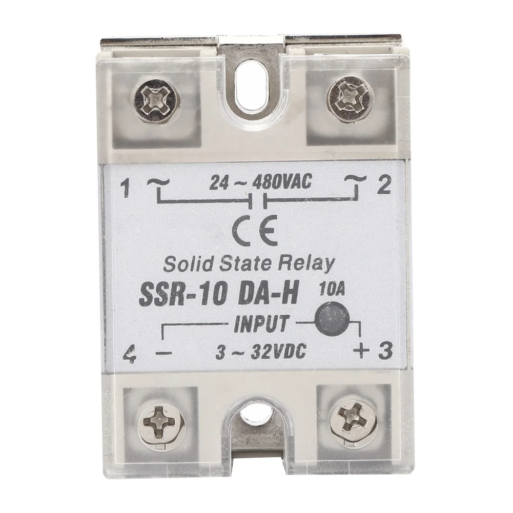 Solid State Relay Non-Contact Switch DC-AC SSR with Aluminum Heat Sink Plate SSR-10-DA-H 10A Solid State Relay